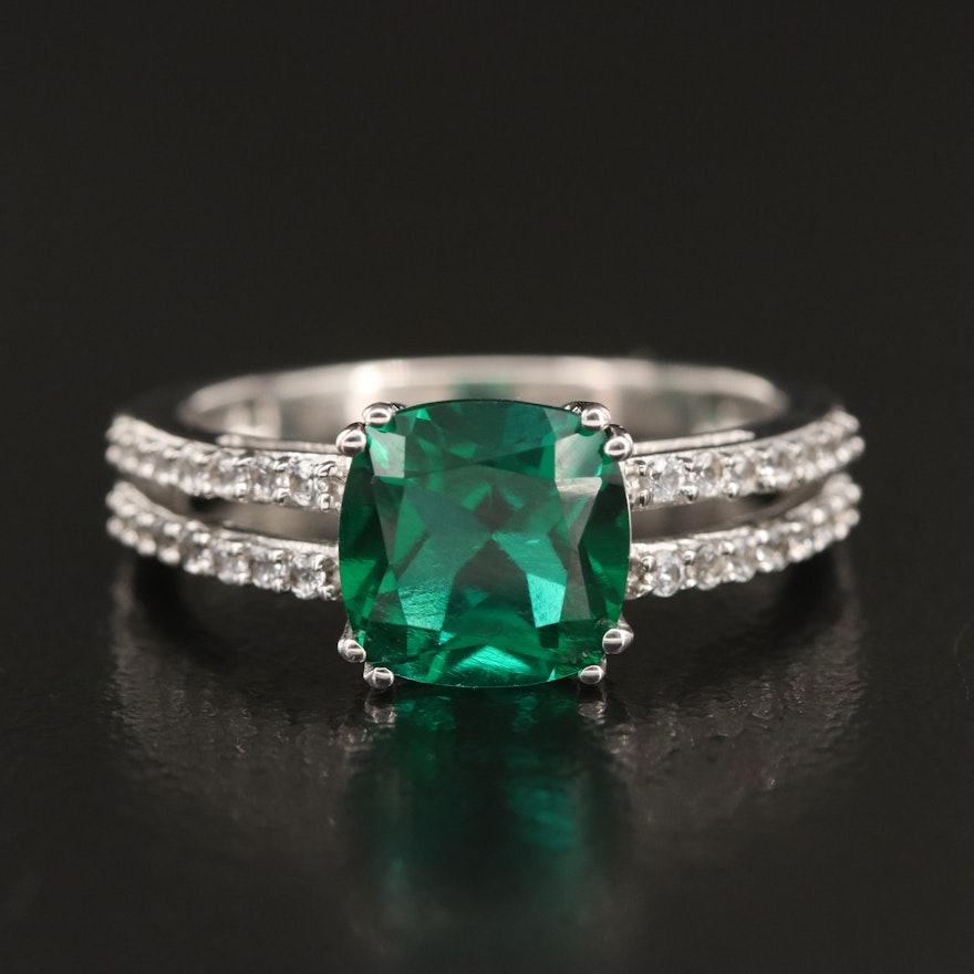 Sterling Emerald and Sapphire Ring