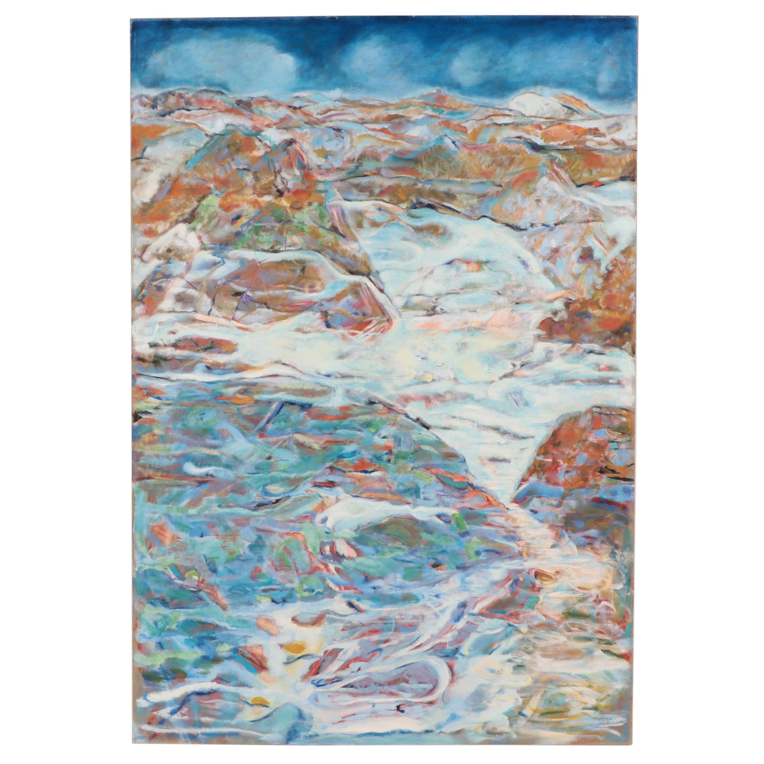 Ronald Newman Large-Scale Abstract Landscape Oil Painting, Circa 1970
