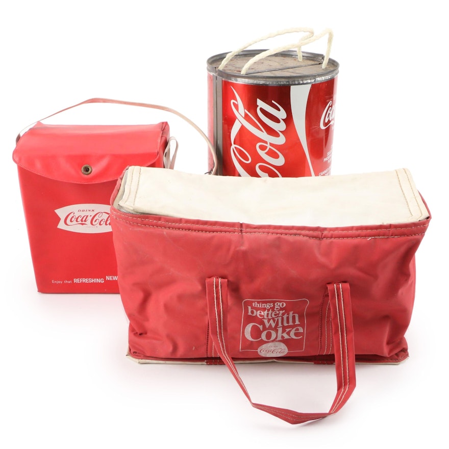 Coca-Cola Metal and Vinyl Coolers, Mid to Late 20th Century