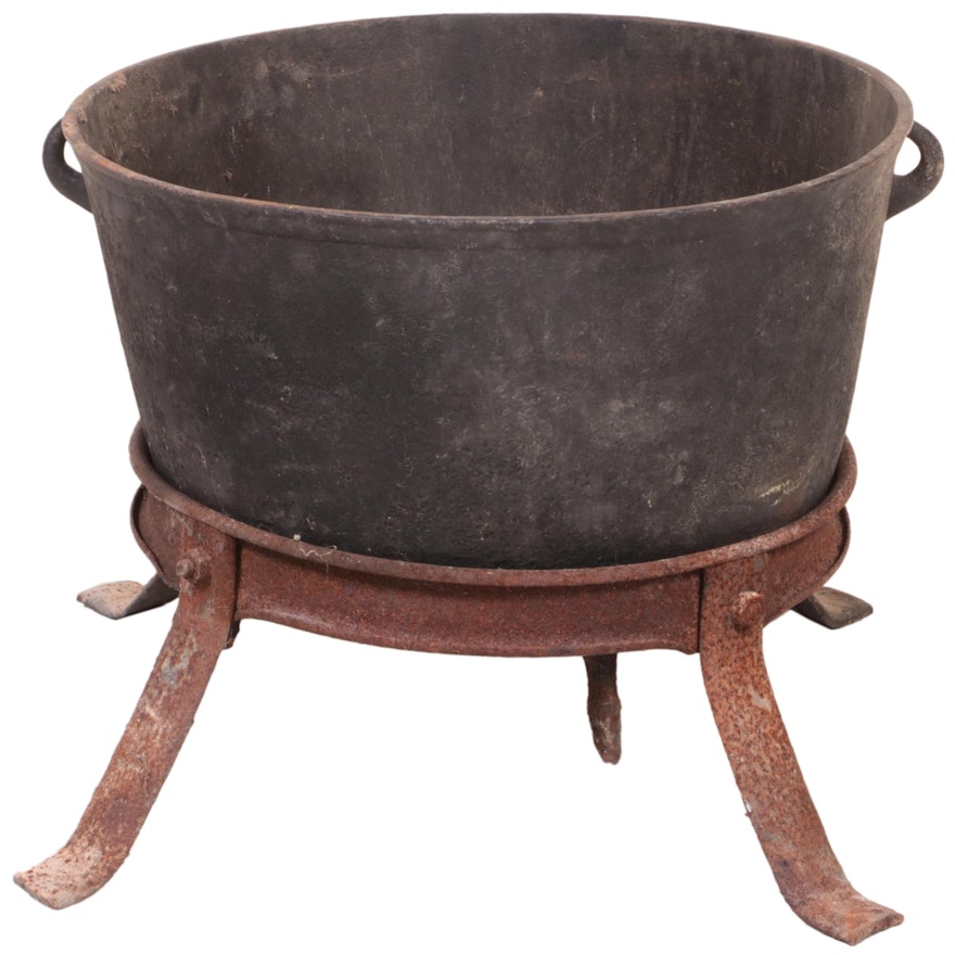 Cast Iron Cauldron with Four-Legged Stand