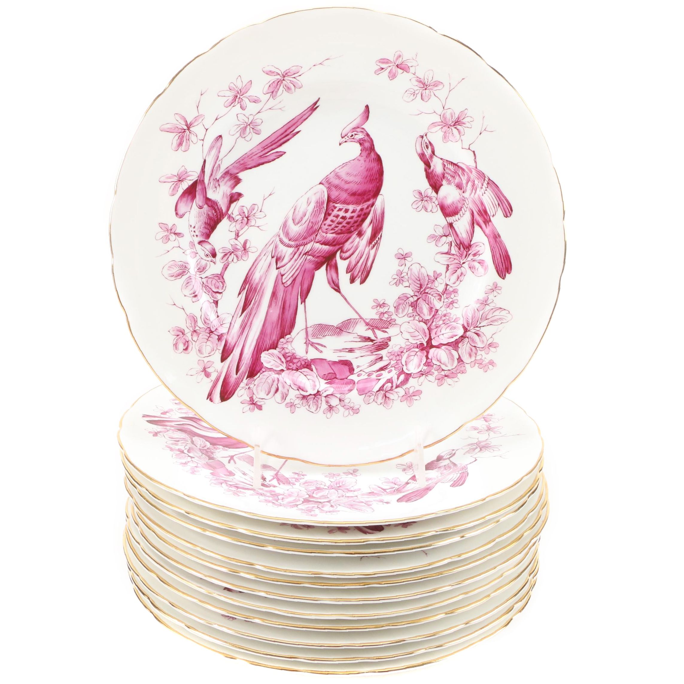 Royal Crown Derby "Chelsea Bird" Bone China Dinner Plates, 1939–1940