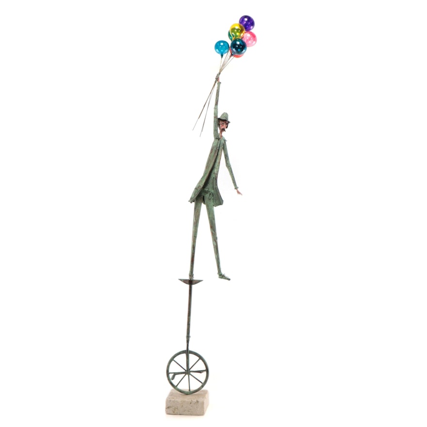 Jim Lewk Copper Sculpture of Balloon Seller