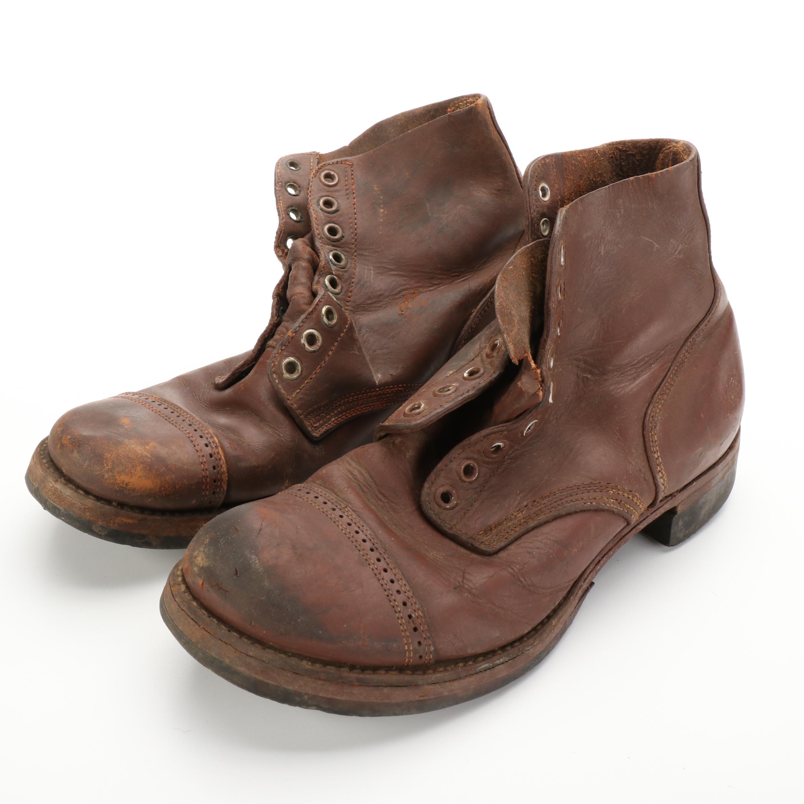 WWII Era U.S. Army Wool Eisenhower Jacket, Trench Coat, Garrison Cap, and Boots