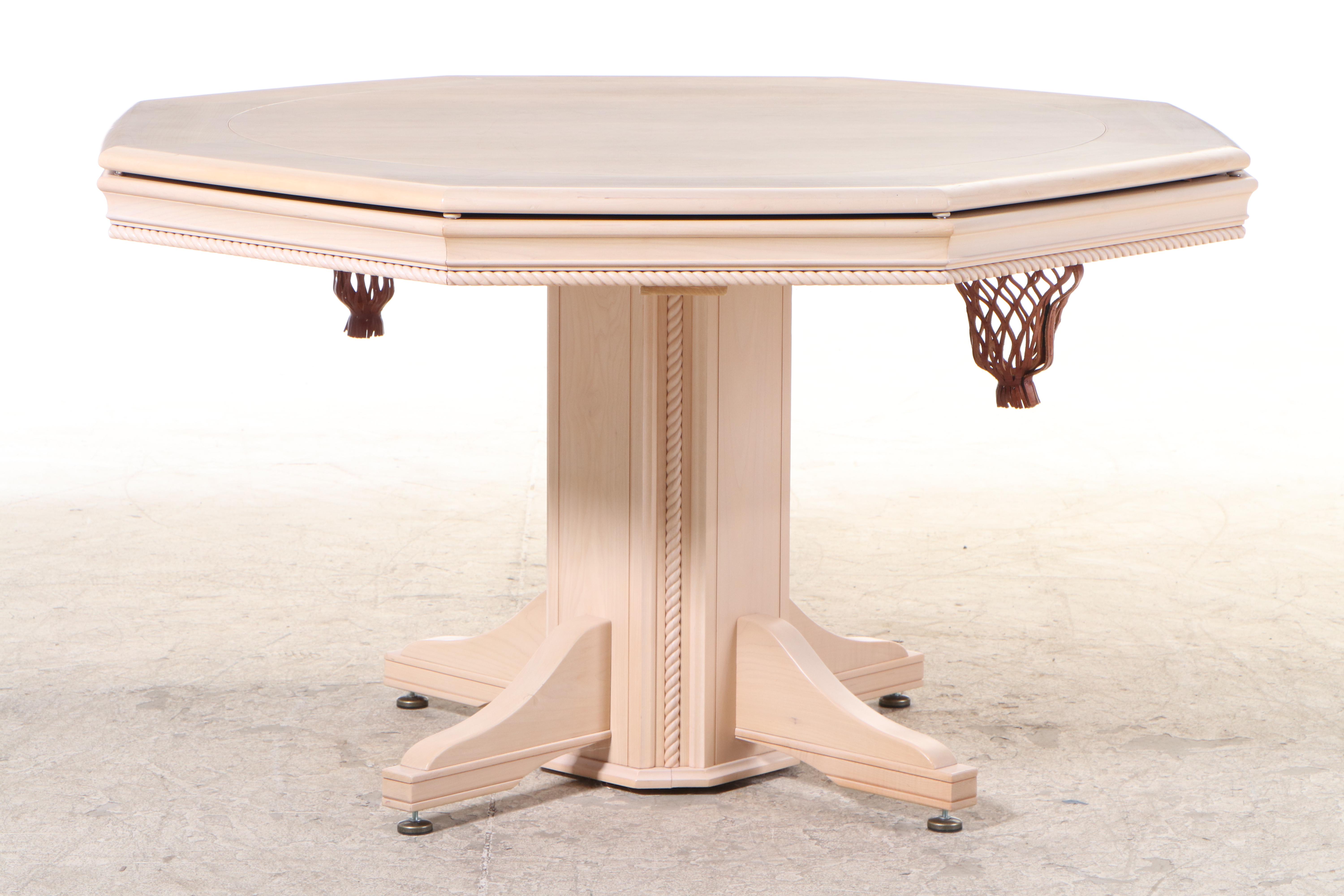 Mikhail Darafeev Beech Poker and Bumper Pool Table and Four Adjustable Chairs