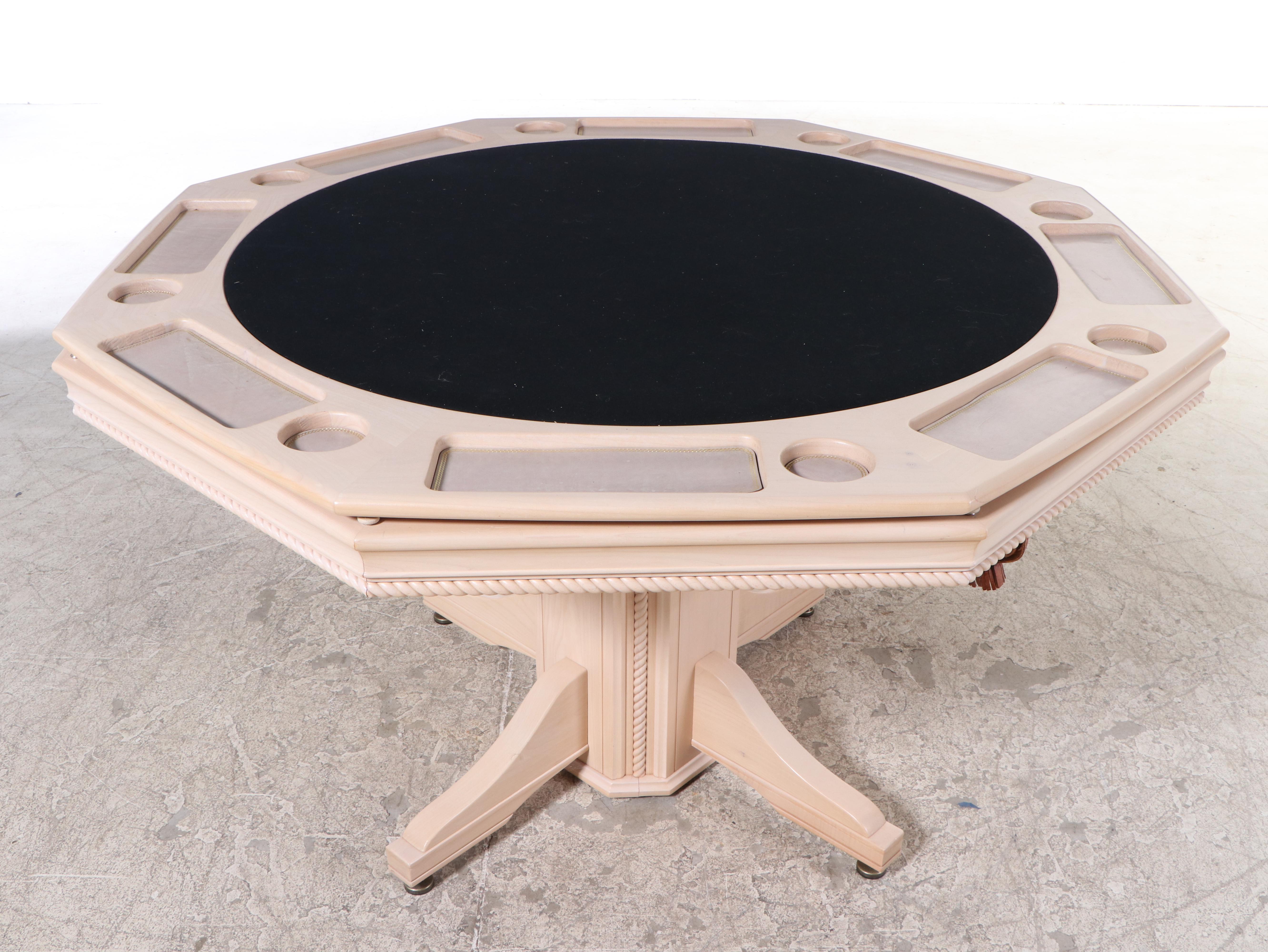 Mikhail Darafeev Beech Poker and Bumper Pool Table and Four Adjustable Chairs