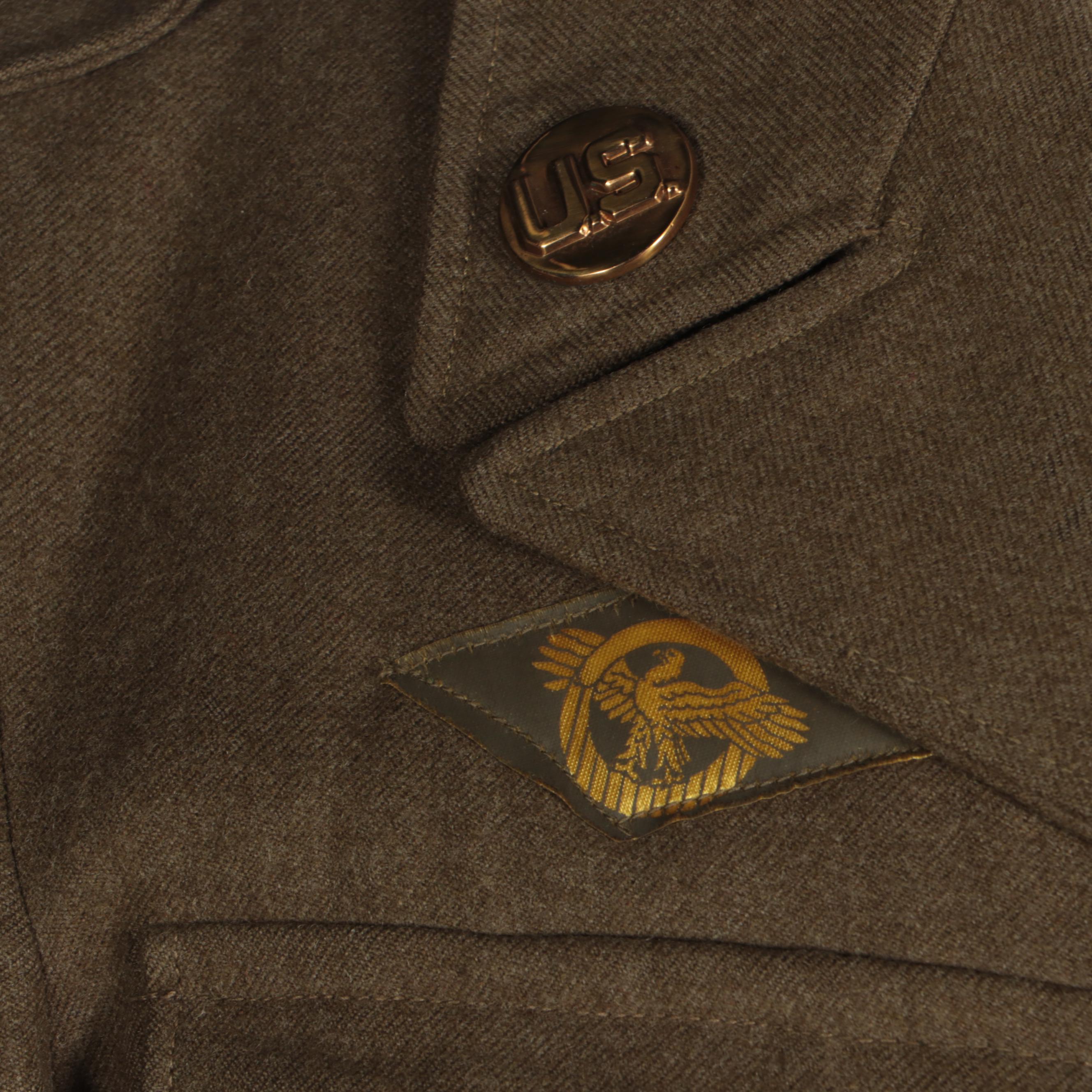 WWII Era U.S. Army Wool Eisenhower Jacket, Trench Coat, Garrison Cap, and Boots