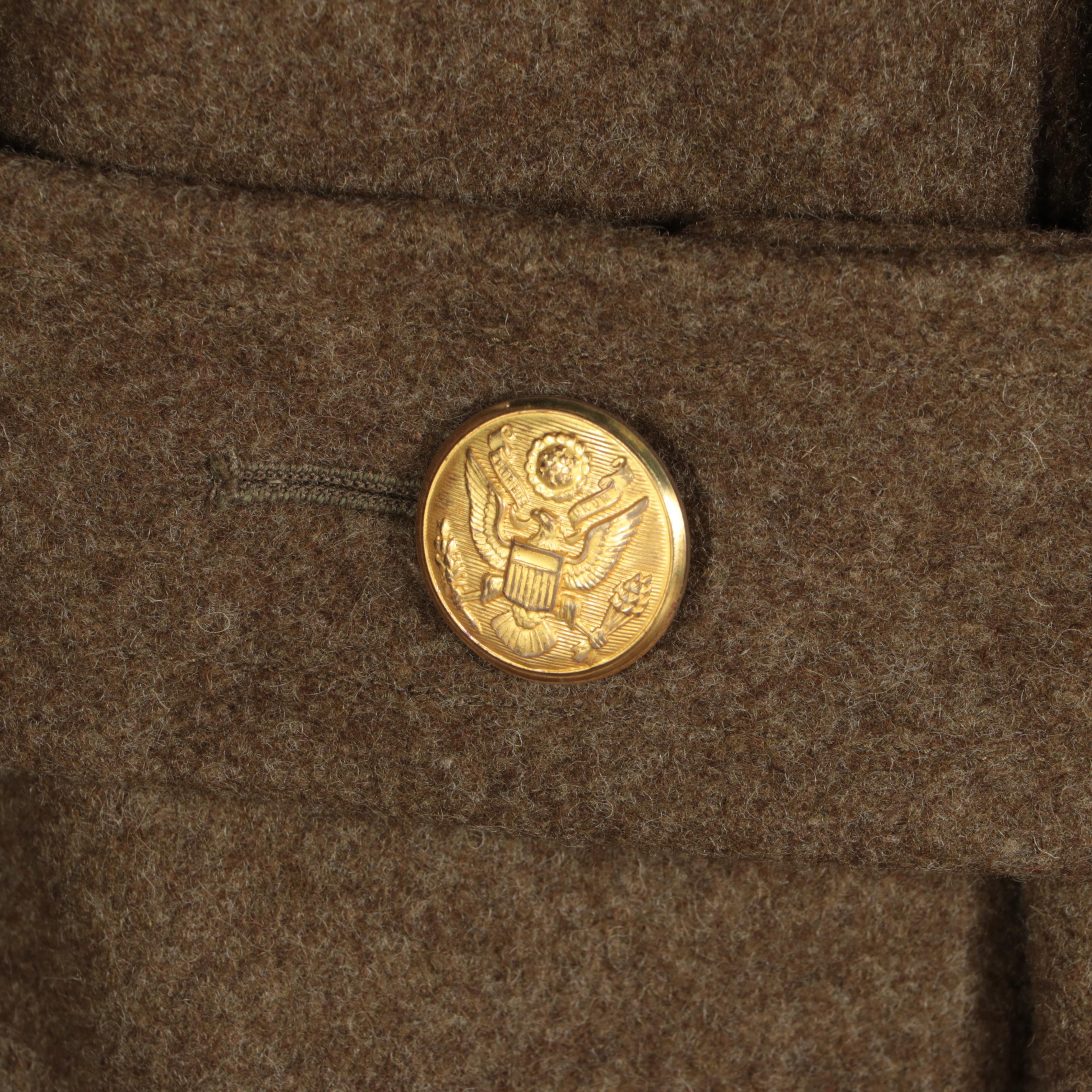 WWII Era U.S. Army Wool Eisenhower Jacket, Trench Coat, Garrison Cap, and Boots