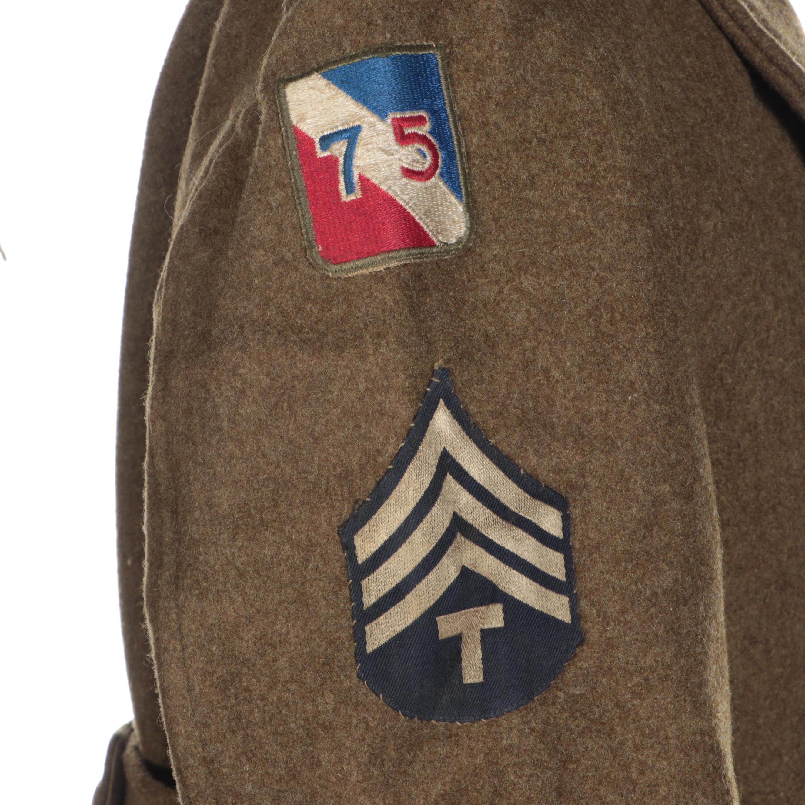 WWII Era U.S. Army Wool Eisenhower Jacket, Trench Coat, Garrison Cap, and Boots