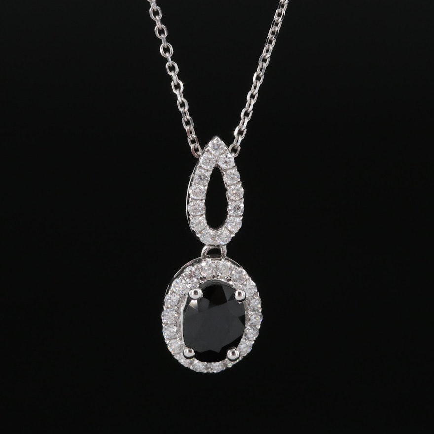 14K Sapphire and Diamond Pendant Necklace