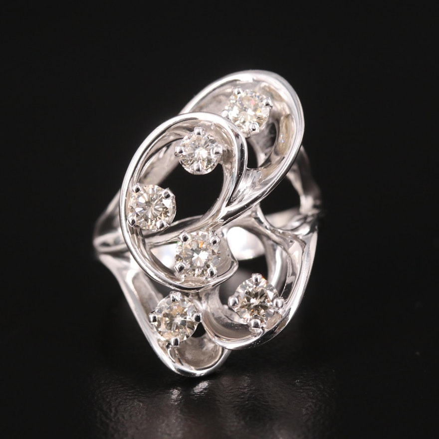 14K 1.01 CTW Diamond Scrollwork Ring