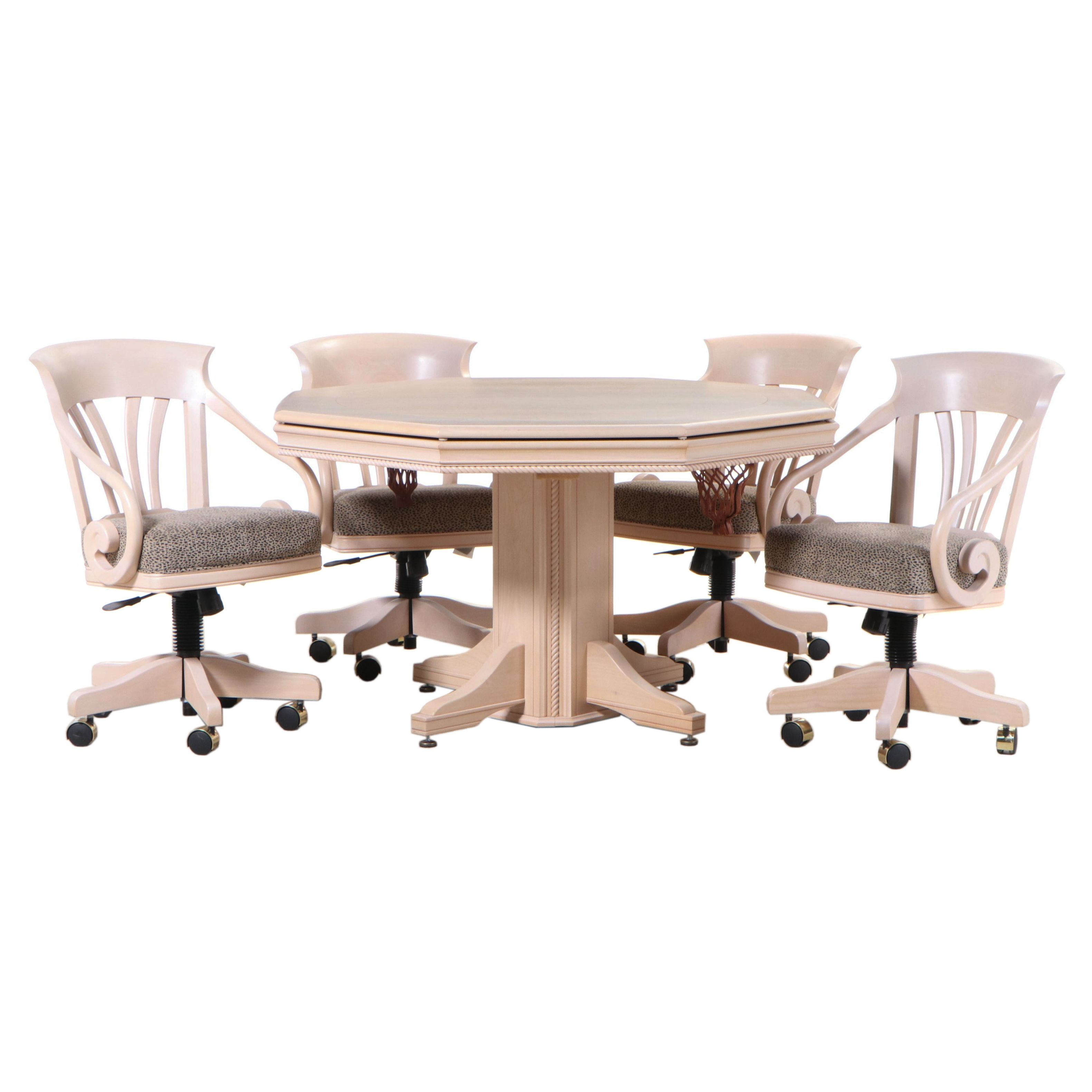 Mikhail Darafeev Beech Poker and Bumper Pool Table and Four Adjustable Chairs