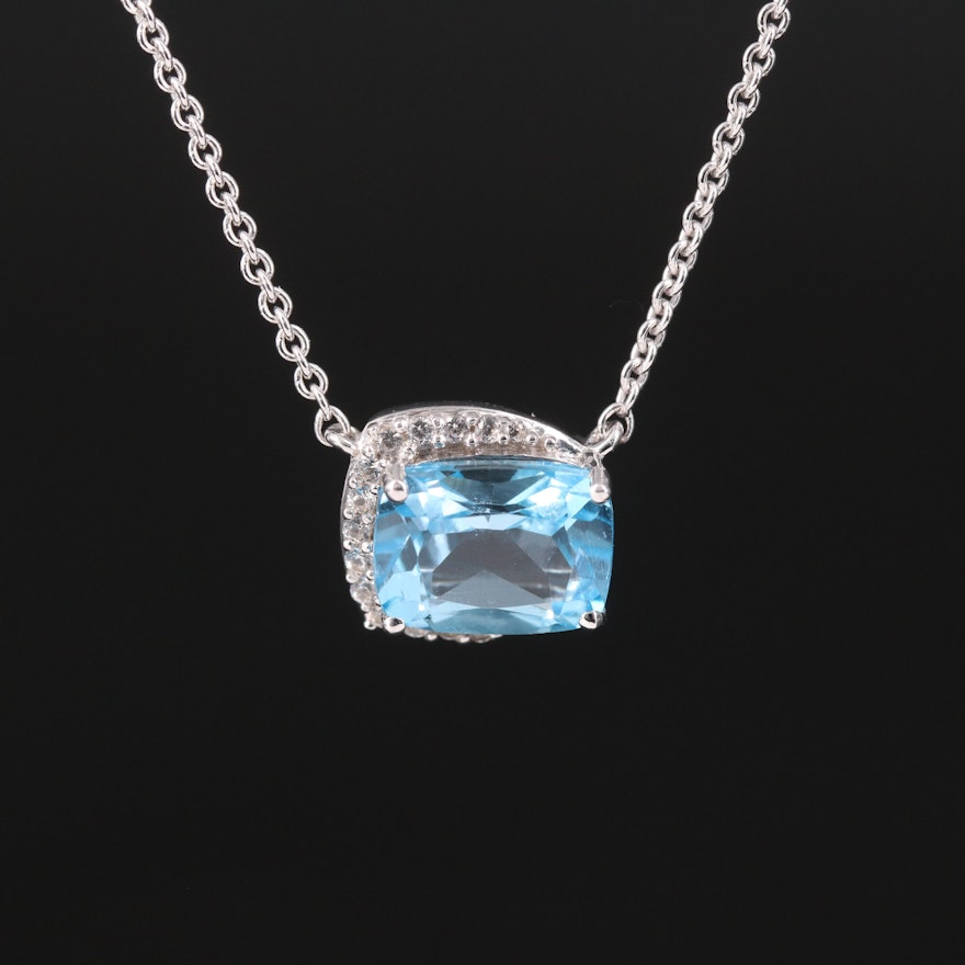 Sterling Swiss Blue Topaz and Sapphire Necklace