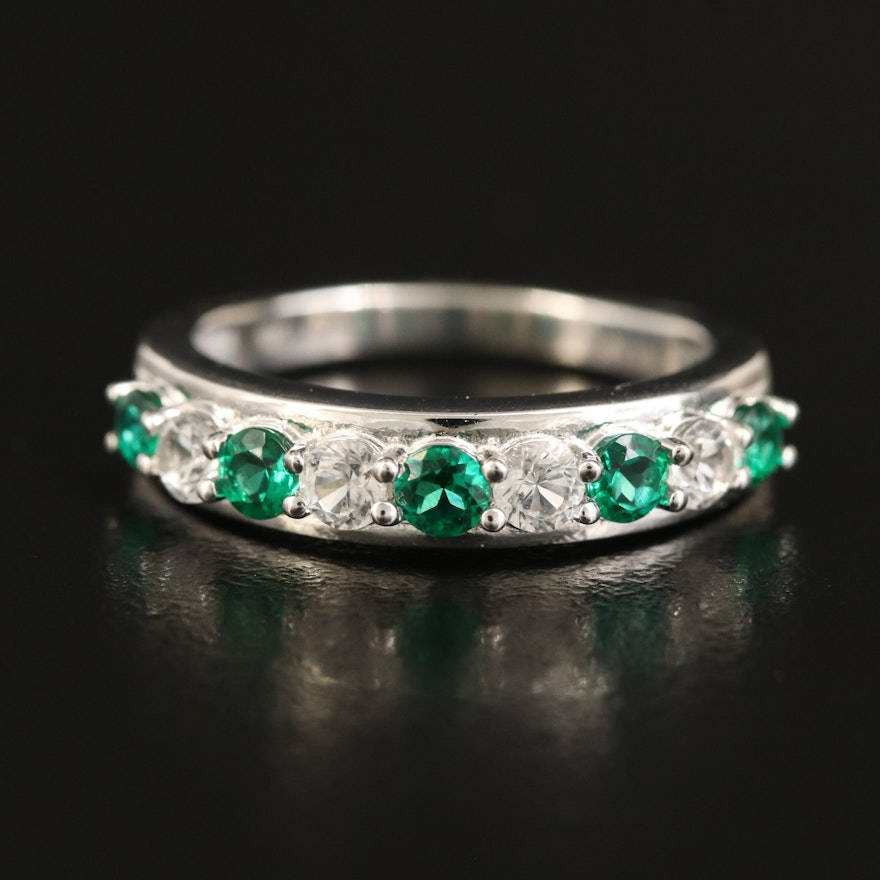 Sterling Emerald and White Sapphire Band