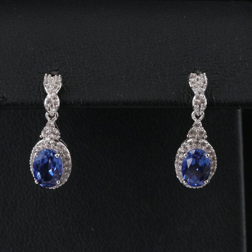 Sterling Sapphire Drop Earrings