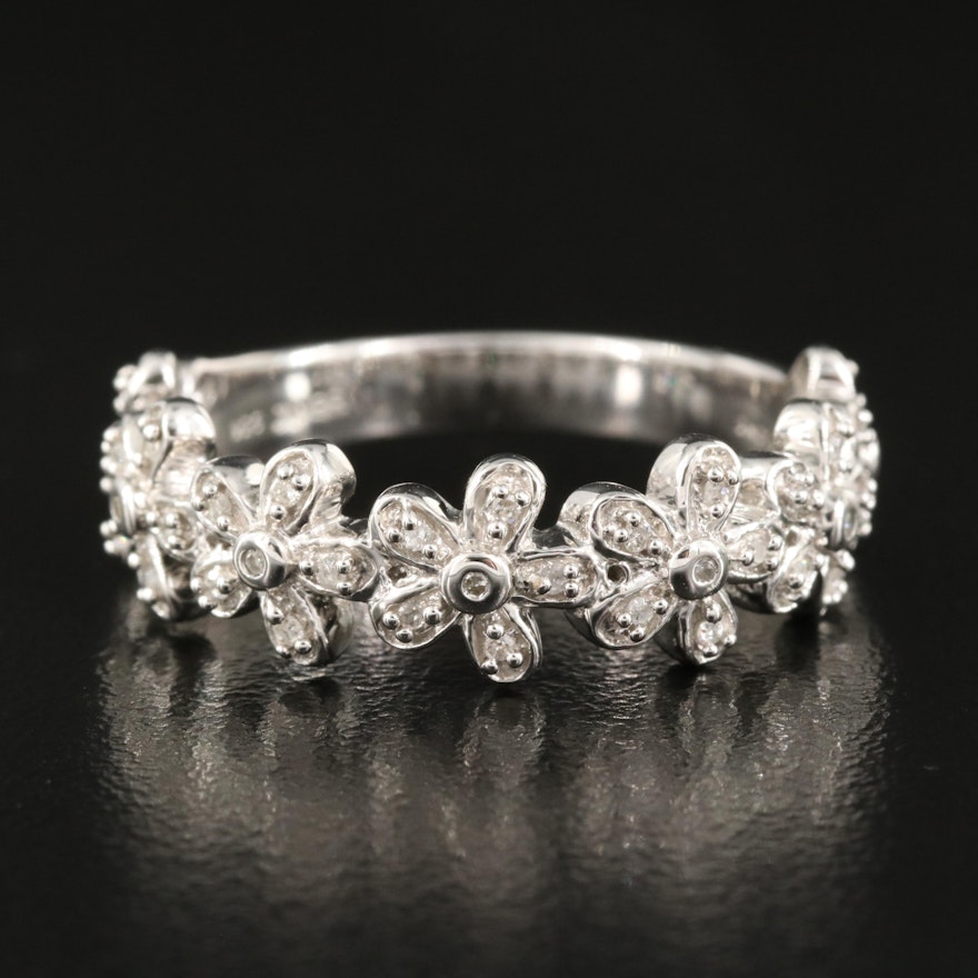 Sterling Diamond Floral Band