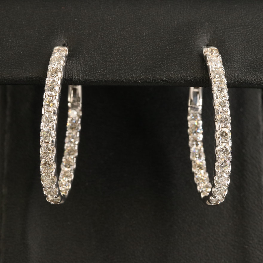 14K 3.40 CTW Diamond Inside-Out Hoop Earrings