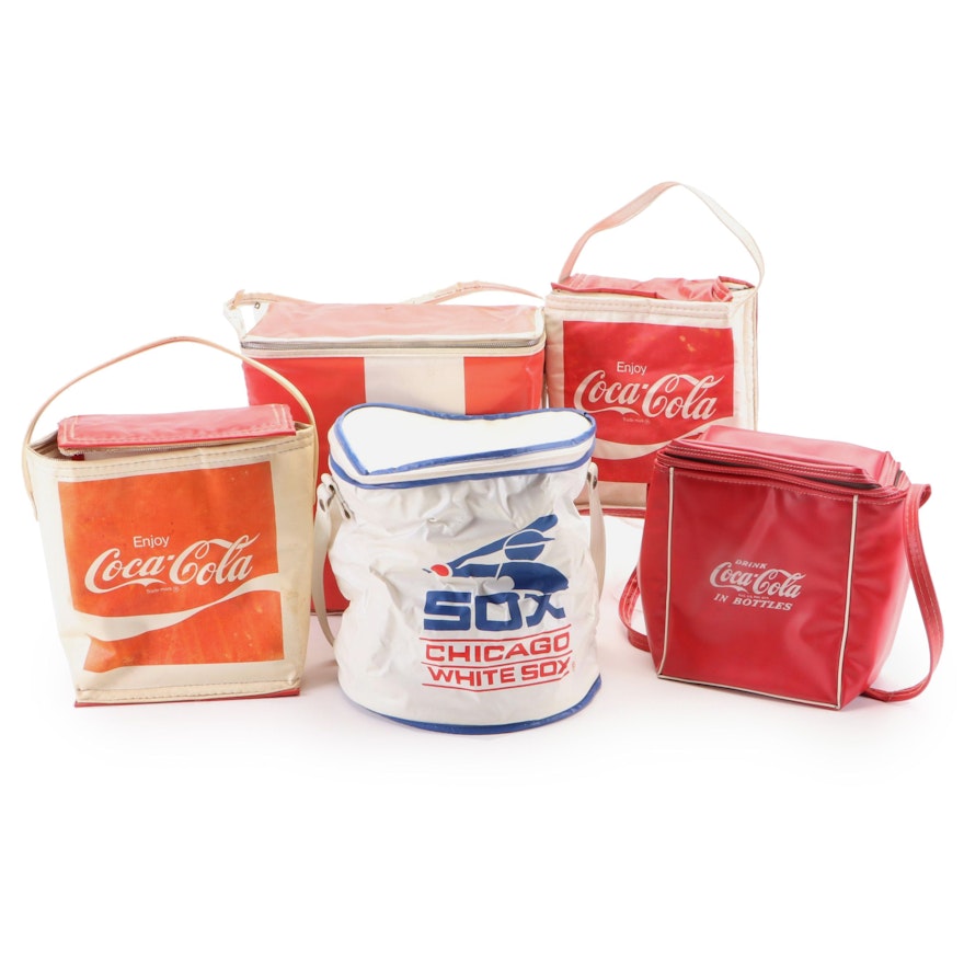Coca-Cola Vinyl Handled Coolers, Mid to Late 20th Century