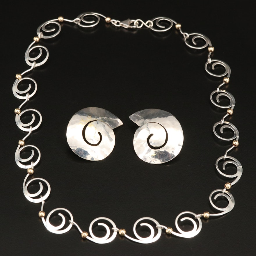 Sterling Swirl Necklace and Earrings