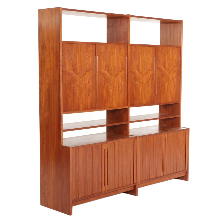 Danish Modern Teak Veneer Double Wall Unit, Mid to Late 20th Cetntury