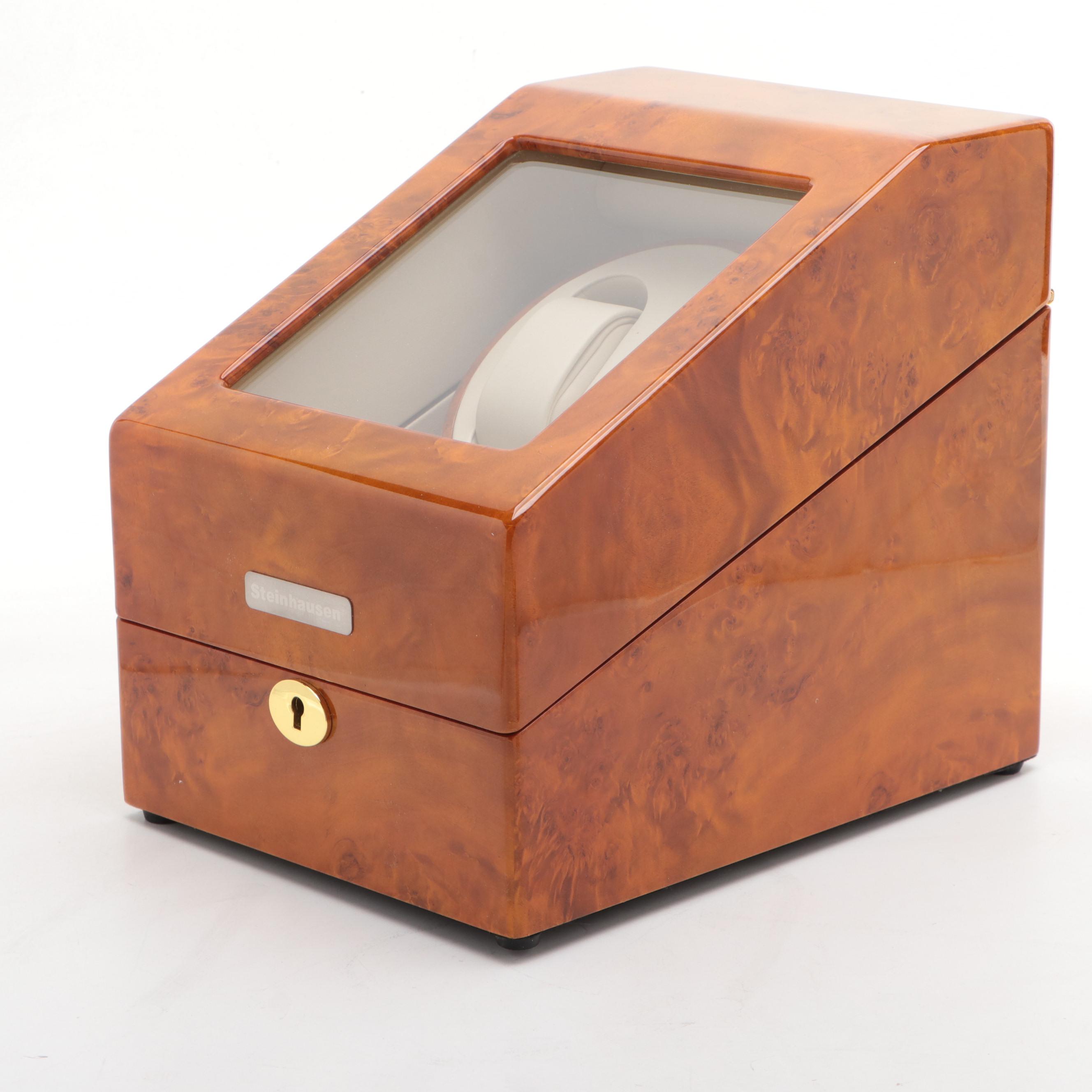 Steinhausen Dual Watch Winder and Case with Burl Wood Finish