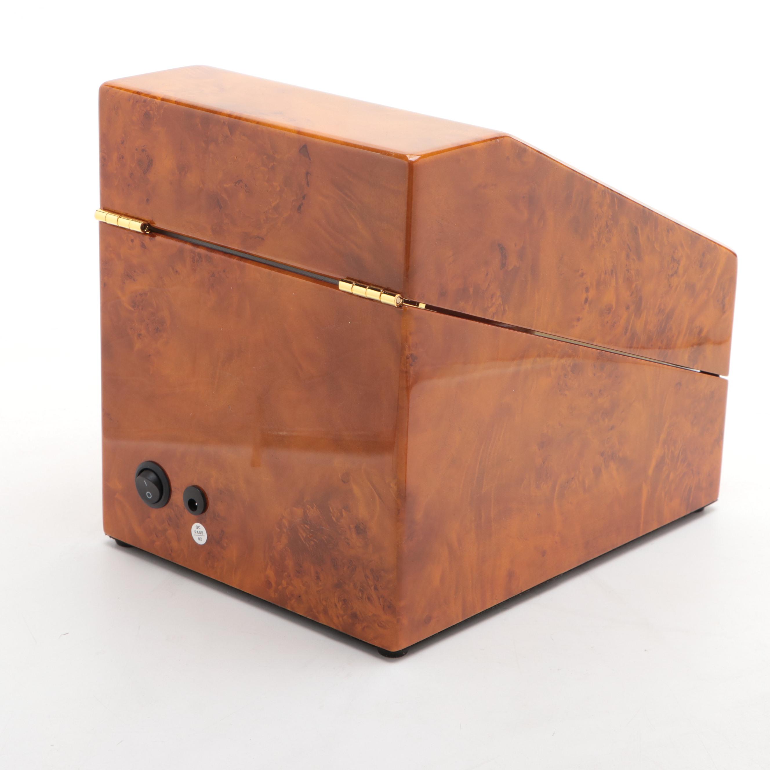 Steinhausen Dual Watch Winder and Case with Burl Wood Finish