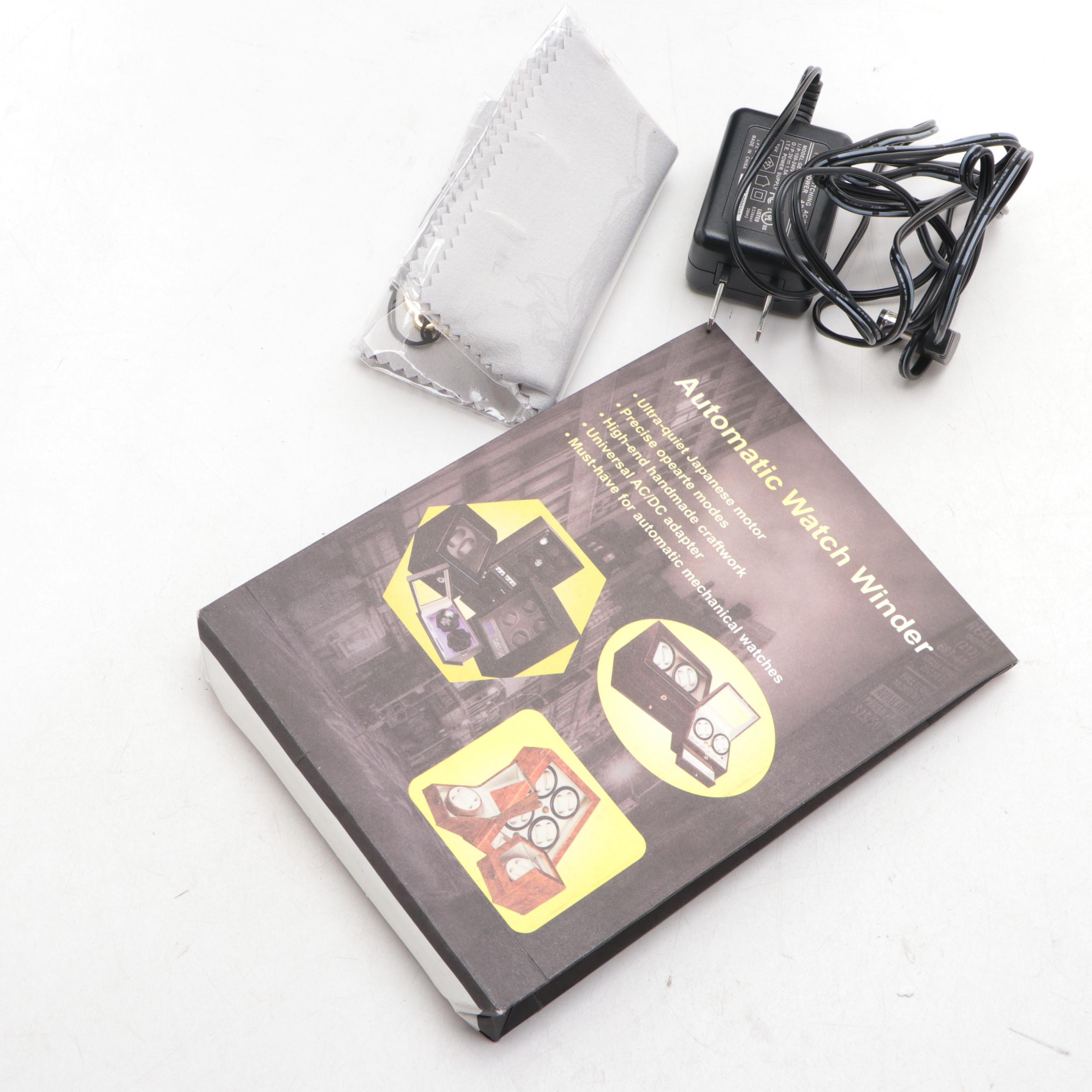 Steinhausen Dual Watch Winder and Case with Burl Wood Finish