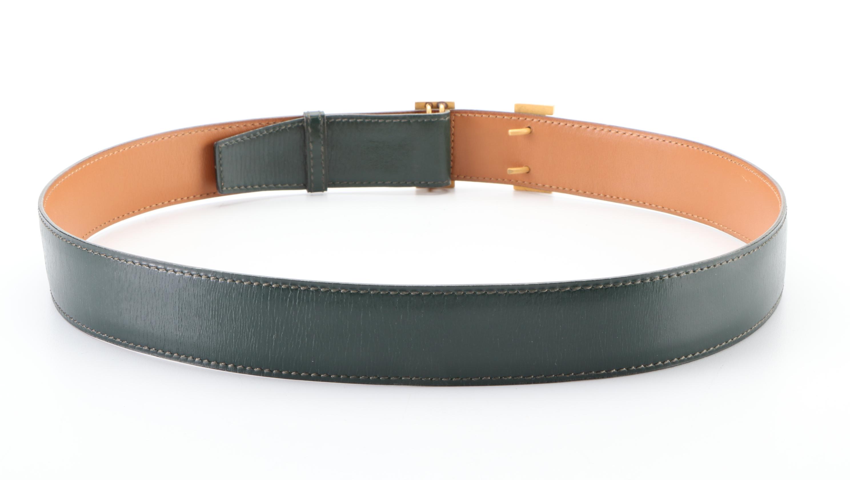 Hermès Reversible Constance H Buckle Belt 32mm in Green/Natural Leather