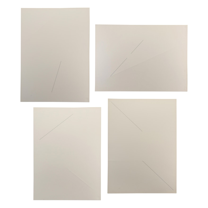 Nicholas Barbieri Geometric Minimalist Incised Paper With Charcoal