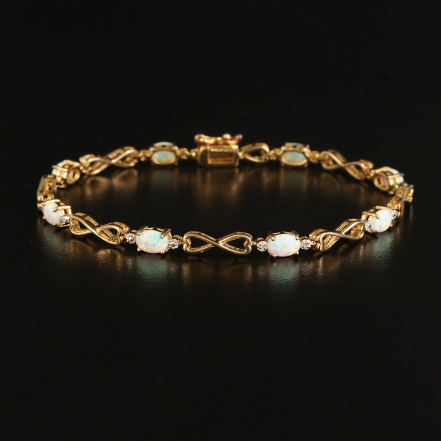 Sterling Opal and Diamond Infinity Bracelet