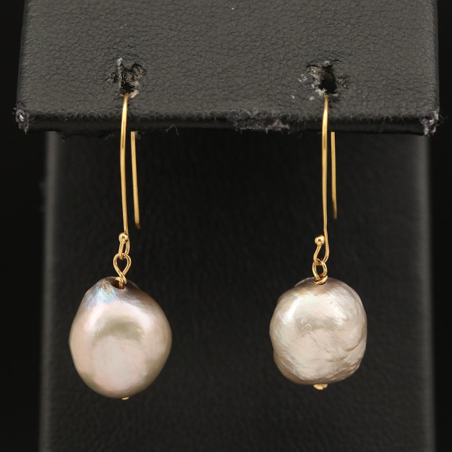 14K Baroque Pearl Drop Earrings