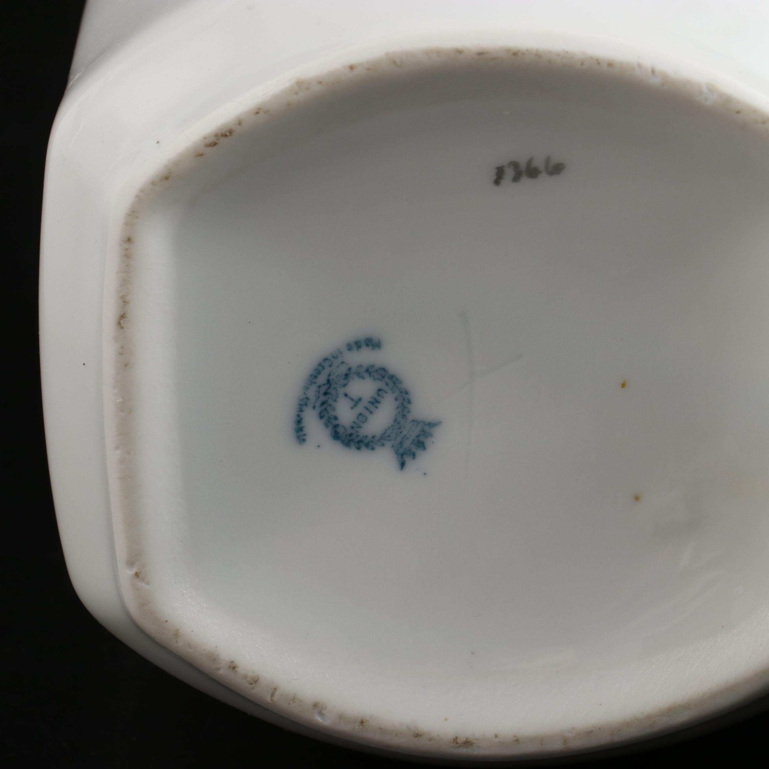 Ernst Wahliss Czechoslovakian Porcelain Food Canisters with Other Glass Shakers