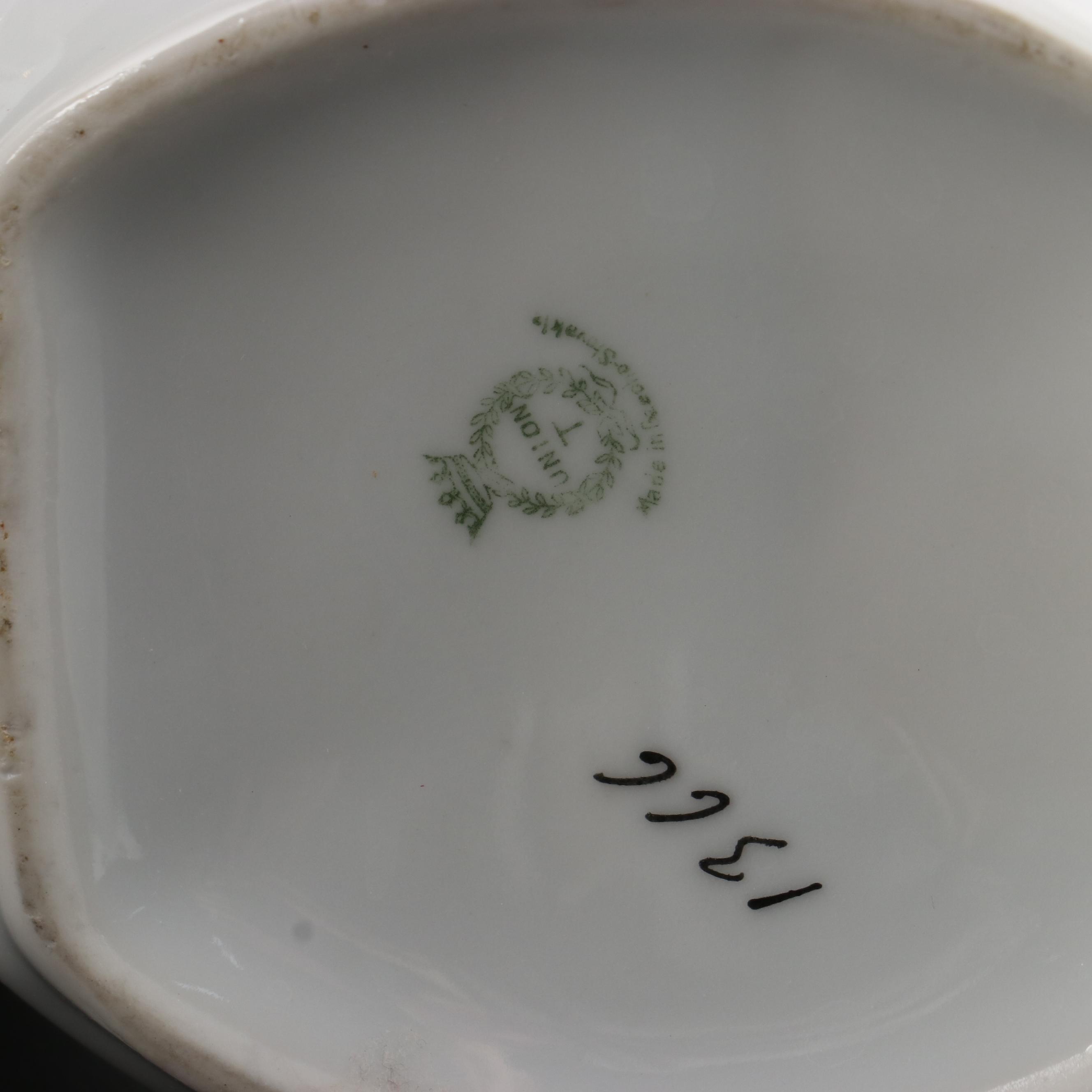 Ernst Wahliss Czechoslovakian Porcelain Food Canisters with Other Glass Shakers