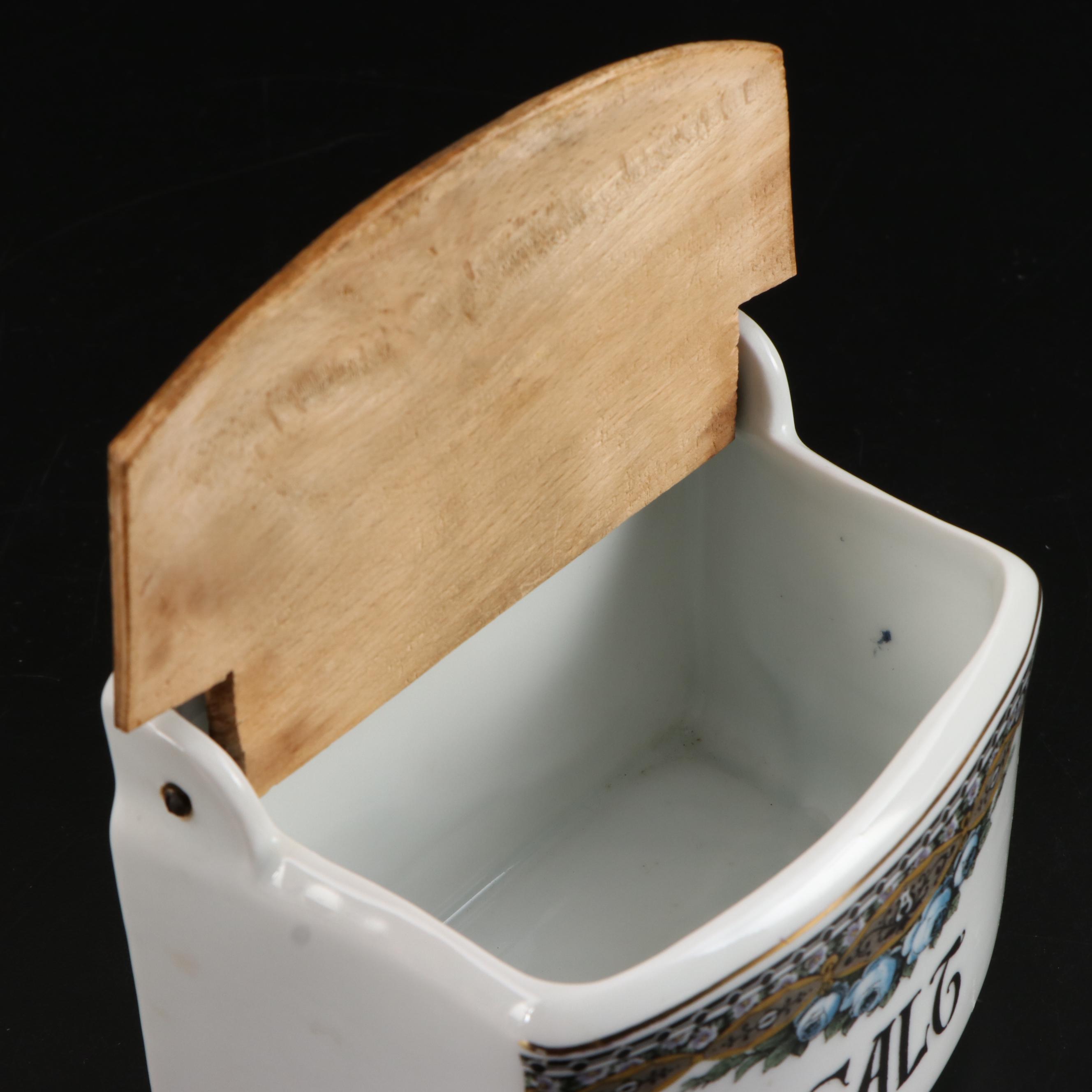 Ernst Wahliss Czechoslovakian Porcelain Food Canisters with Other Glass Shakers