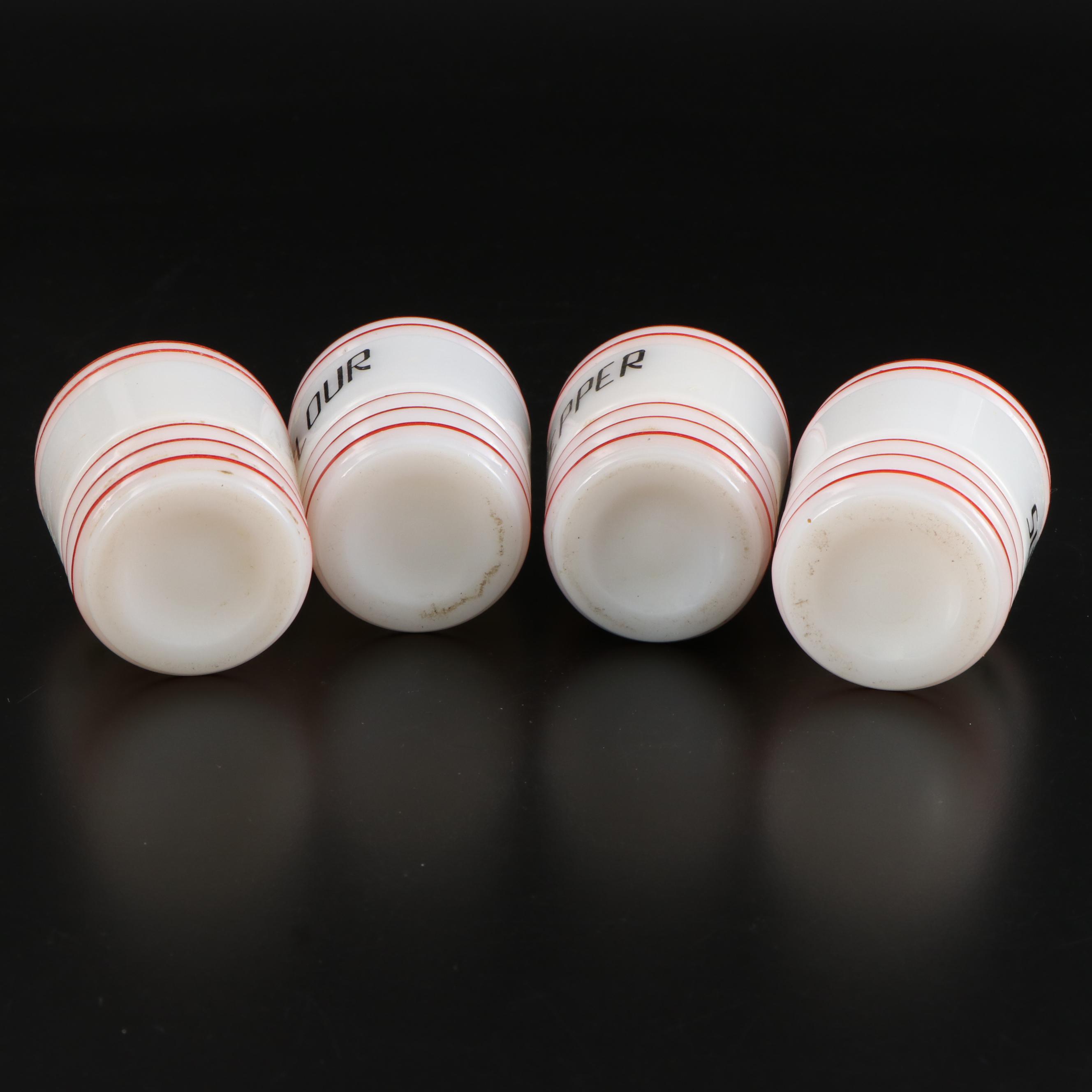 Ernst Wahliss Czechoslovakian Porcelain Food Canisters with Other Glass Shakers