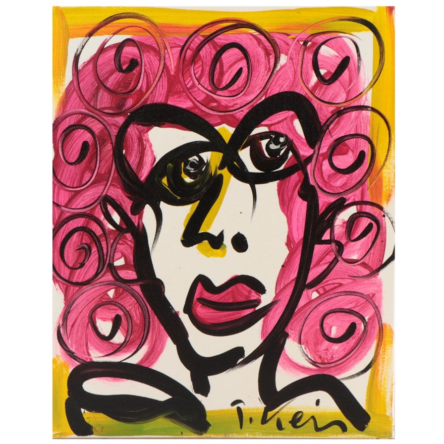 Peter Keil Abstract Portrait Acrylic Painting "Lady Gagas"