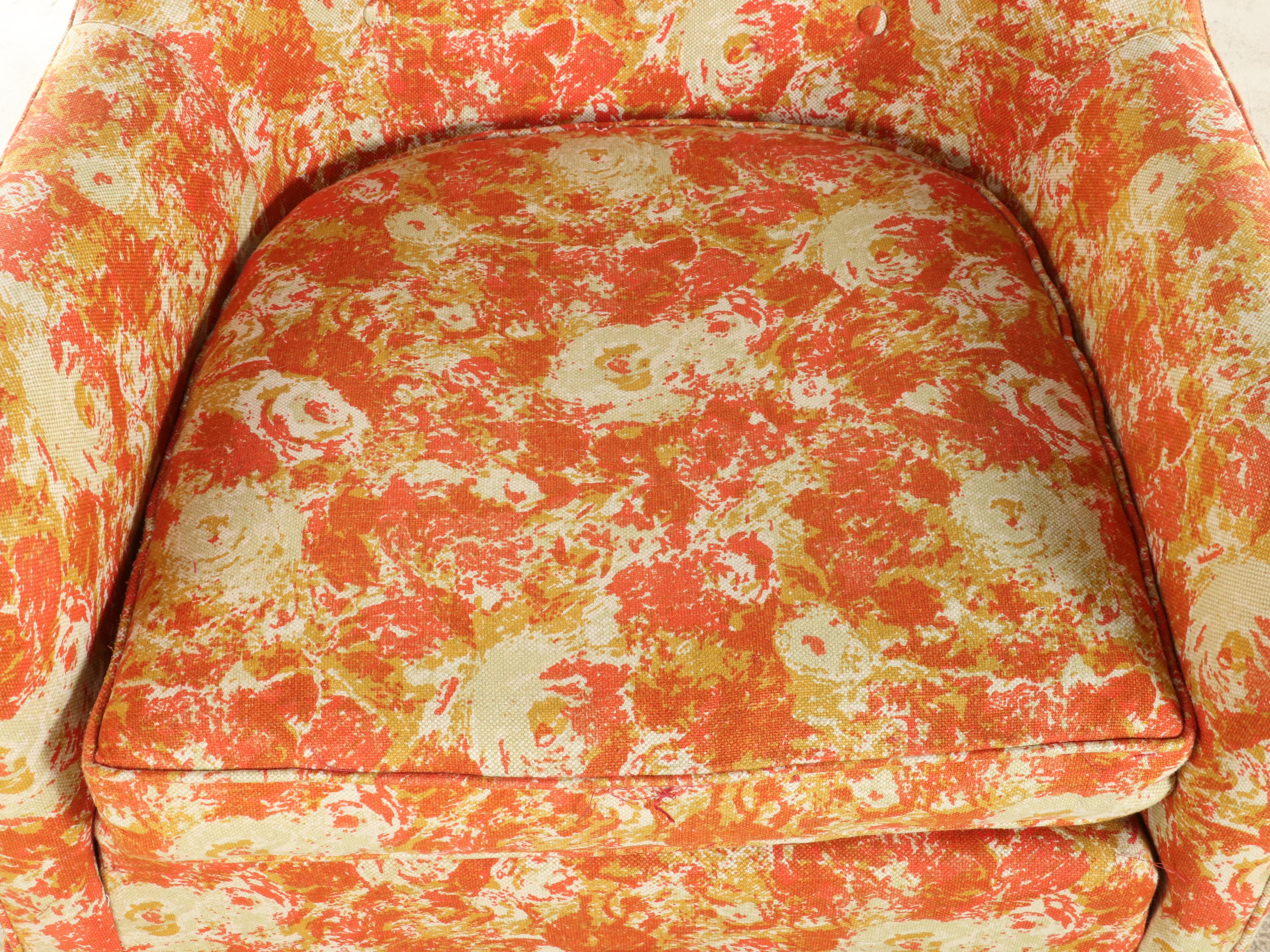 Pair of Drexel Heritage Modernist Custom-Upholstered Swivel Tub Chairs