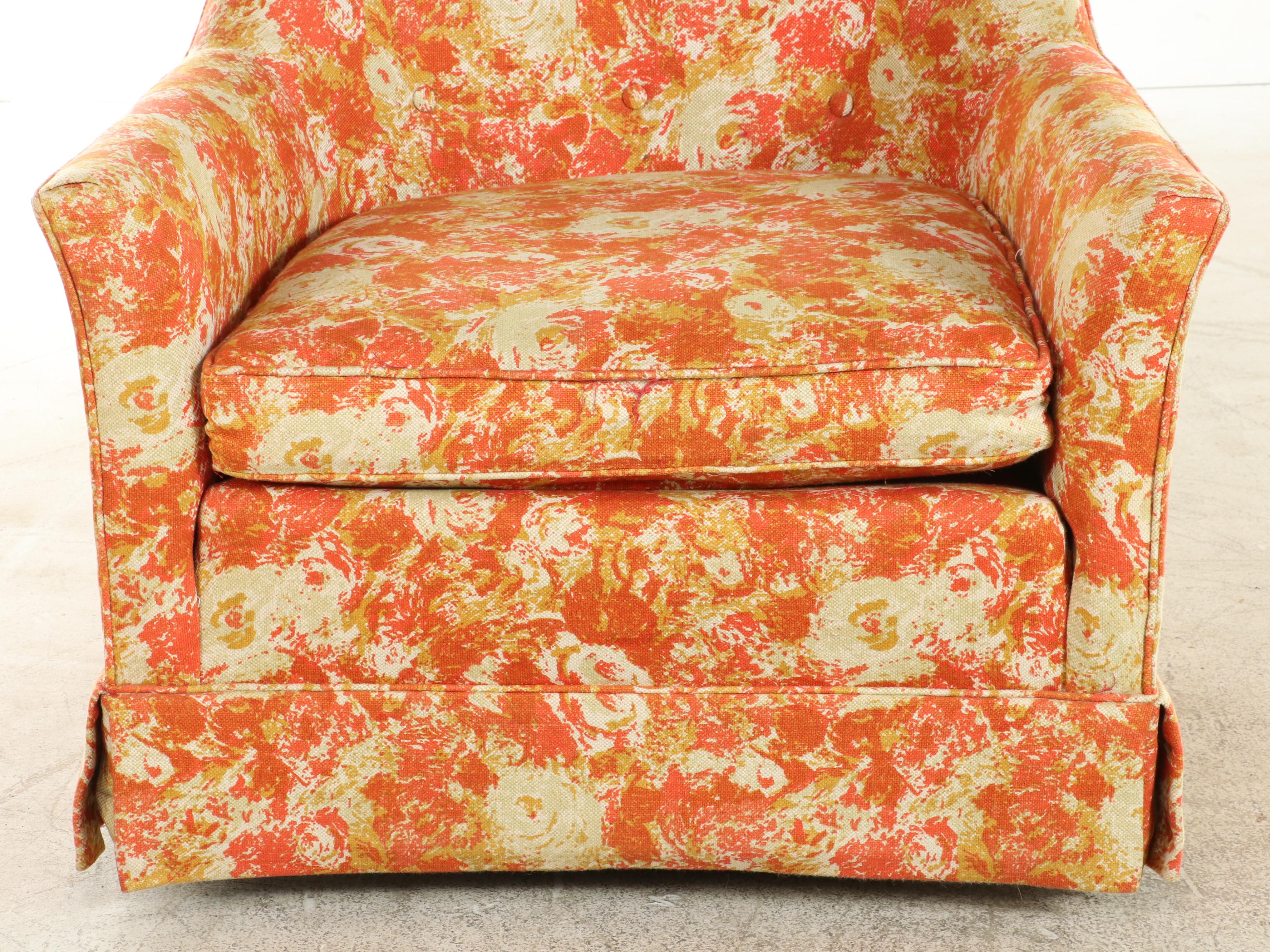 Pair of Drexel Heritage Modernist Custom-Upholstered Swivel Tub Chairs