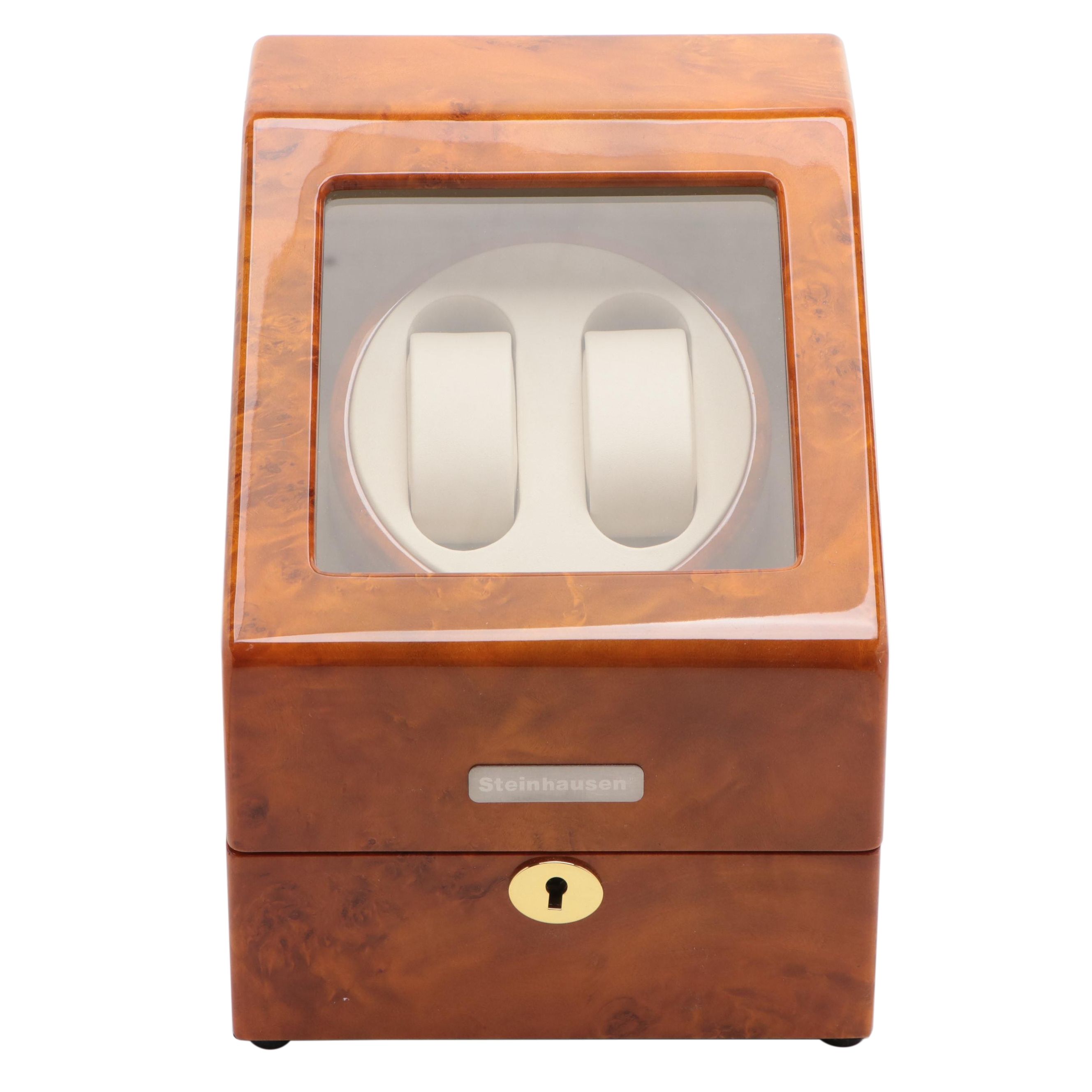 Steinhausen Dual Watch Winder and Case with Burl Wood Finish