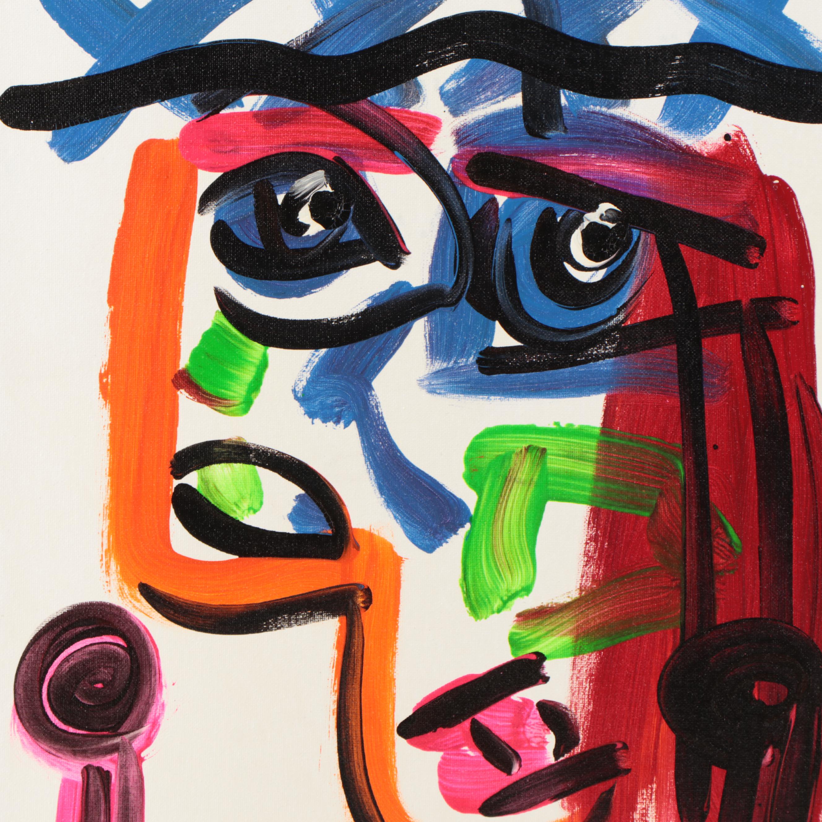 Peter Keil Abstract Portrait Acrylic Painting "My Friend Pablo Picasso"