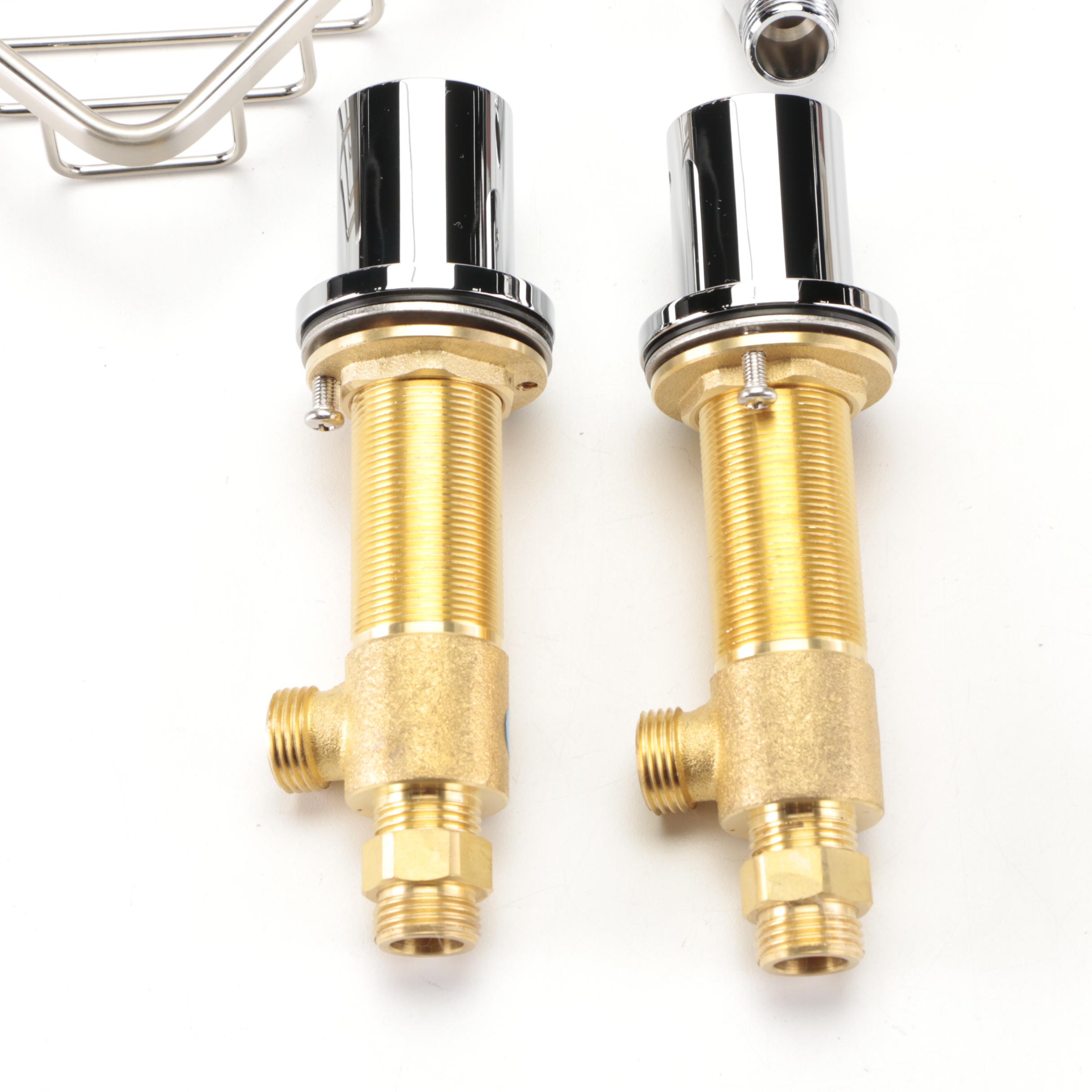 Widespread Waterfall Faucet and Slide Bar, Rectangular Hand Shower, Soap Caddy