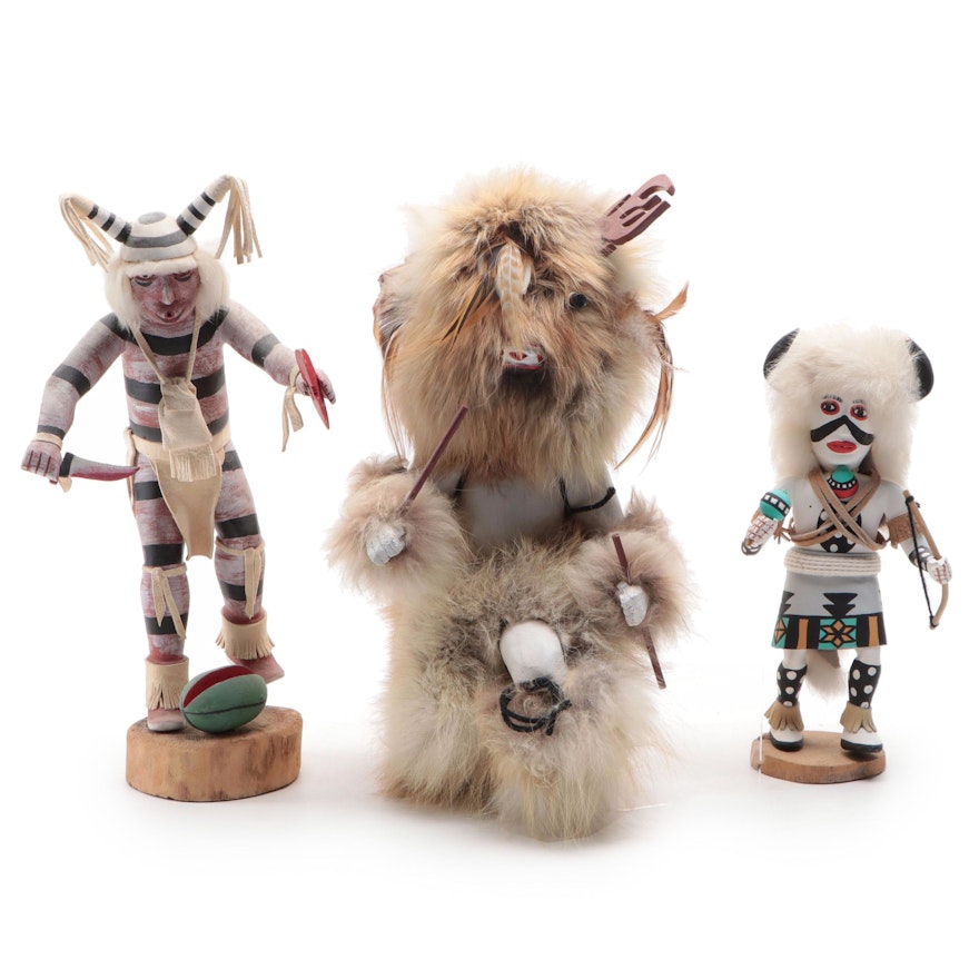 R. Fraijo Hopi "White Buffalo Hunter" and Other Kachinas, Late 20th Century