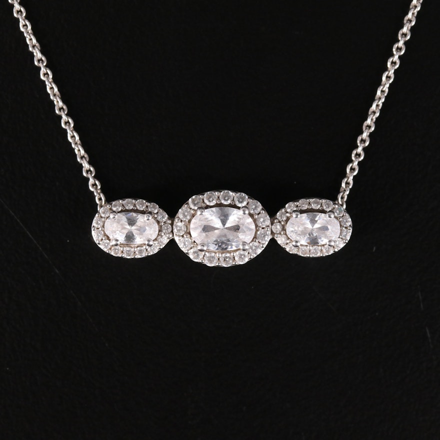 Italian Sterling Cubic Zirconia Necklace