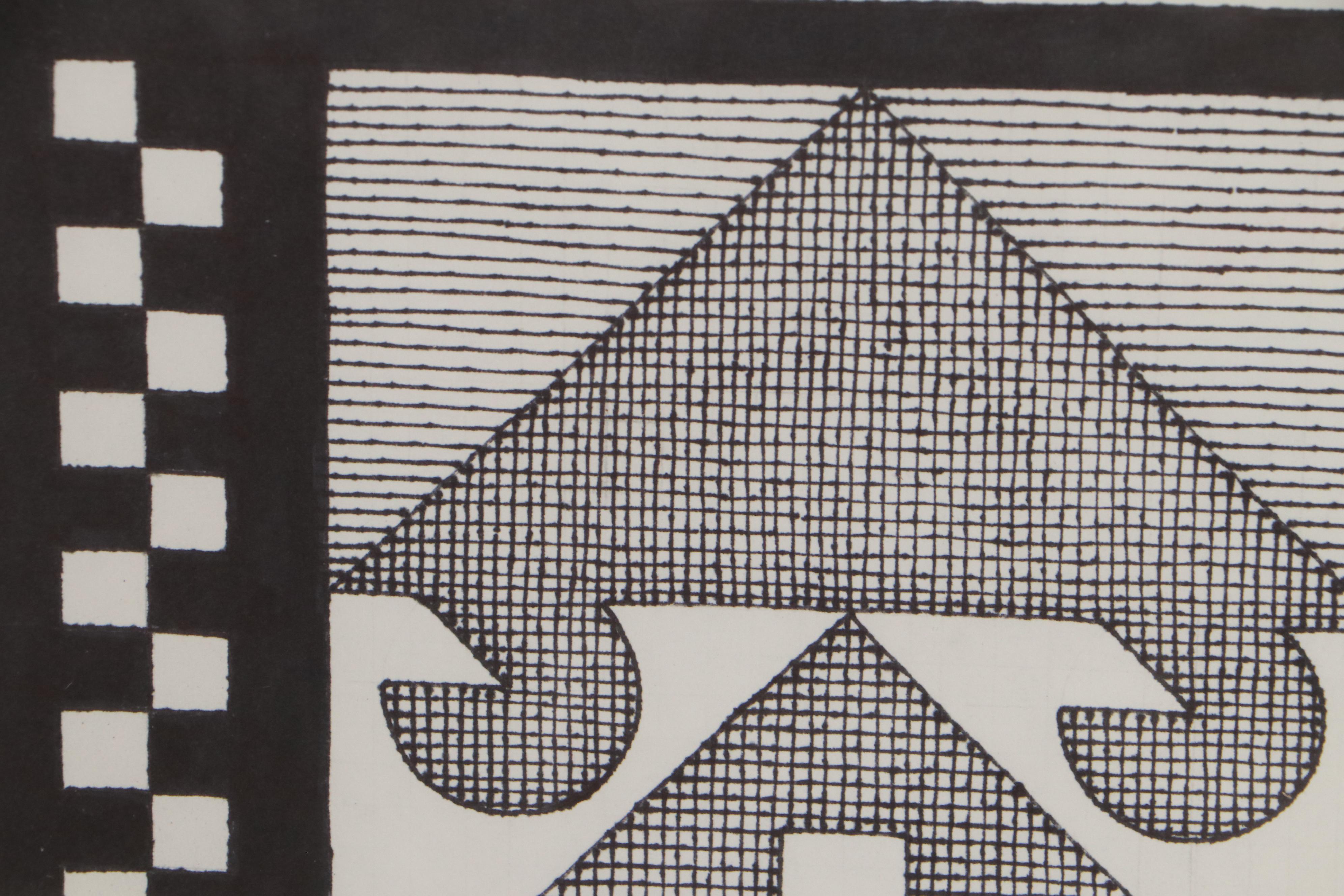 Jerry Kellems Abstract Surreal Ink Drawing, 2009