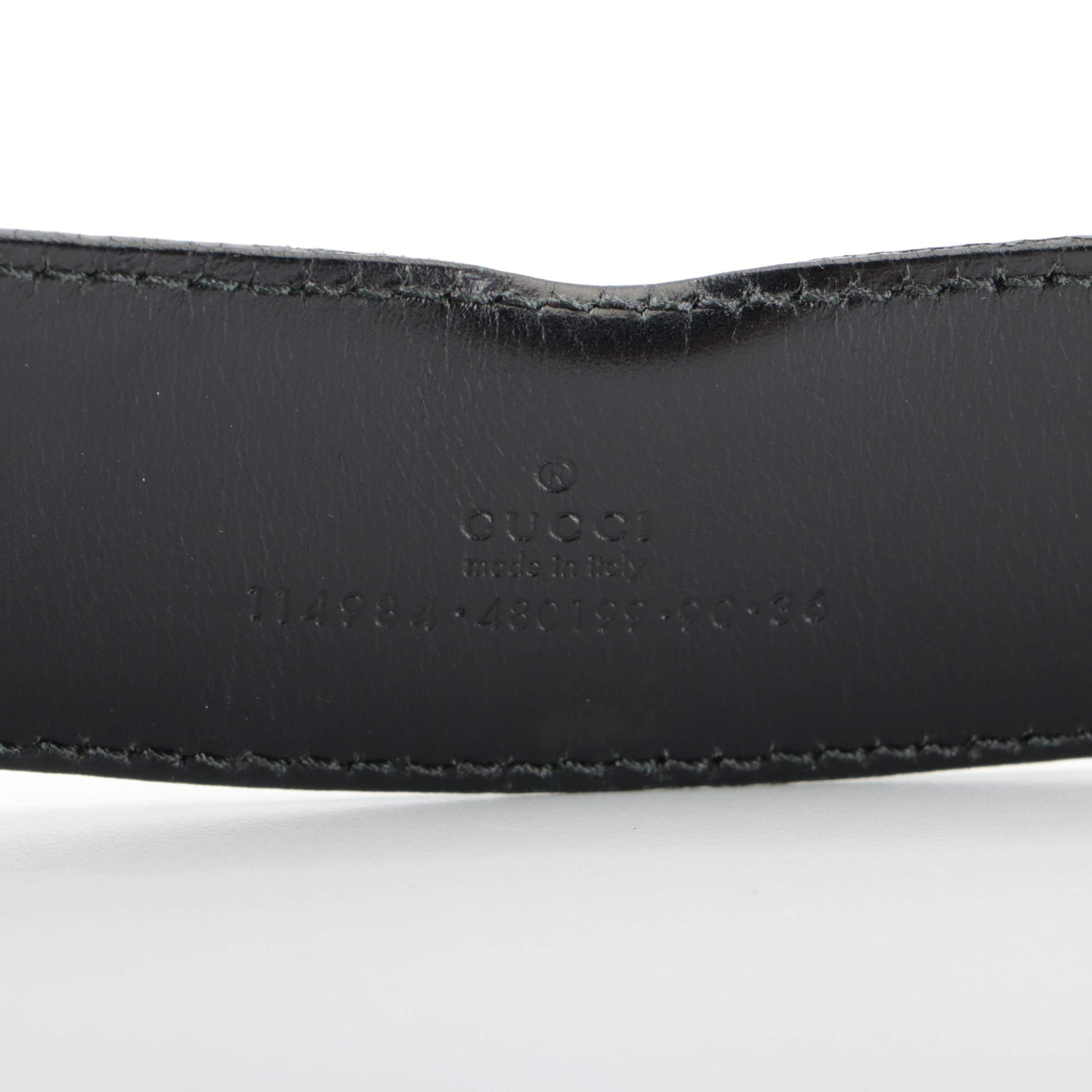 Gucci Signature Interlocking GG Belt in Black Guccissima Leather