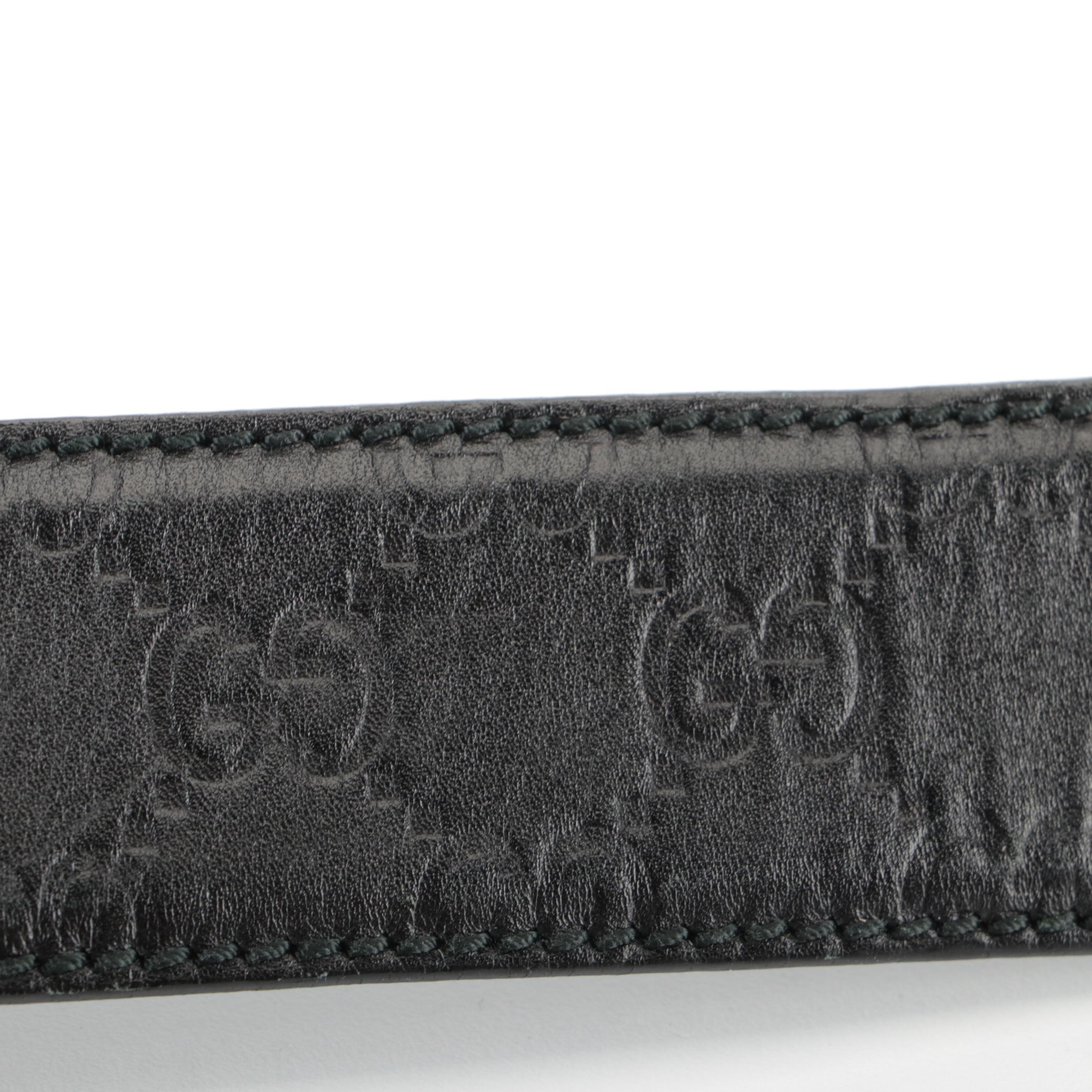 Gucci Signature Interlocking GG Belt in Black Guccissima Leather