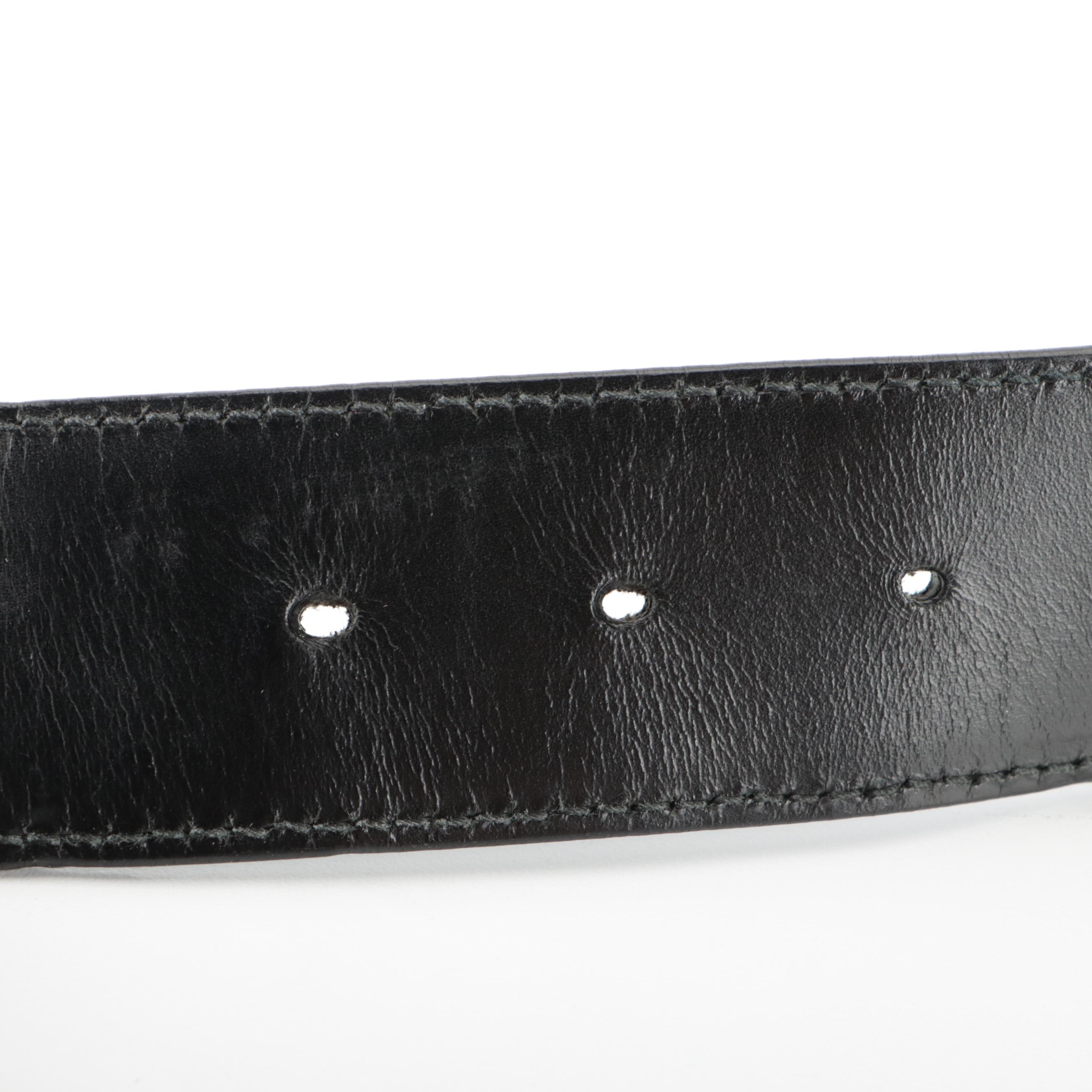 Gucci Signature Interlocking GG Belt in Black Guccissima Leather