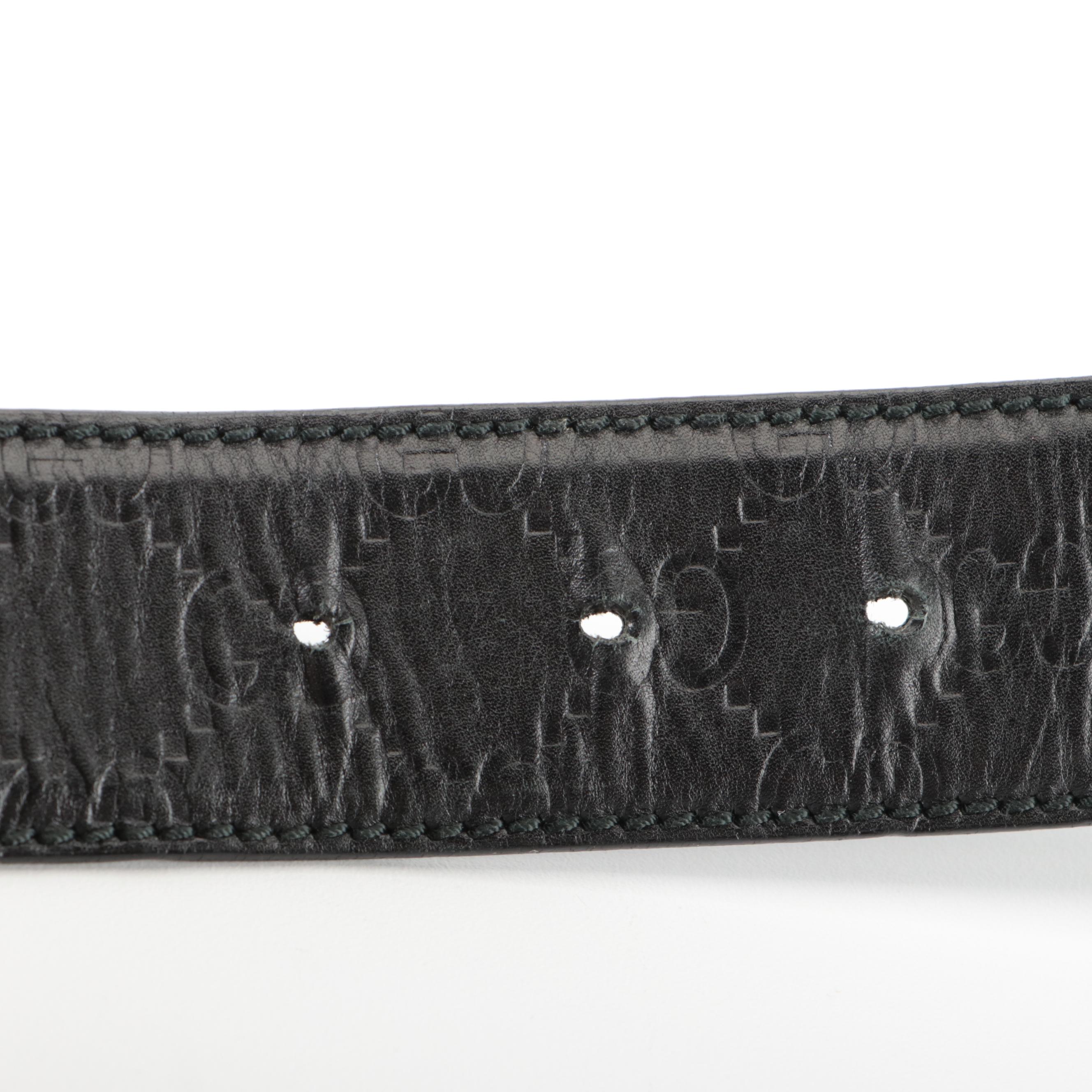 Gucci Signature Interlocking GG Belt in Black Guccissima Leather