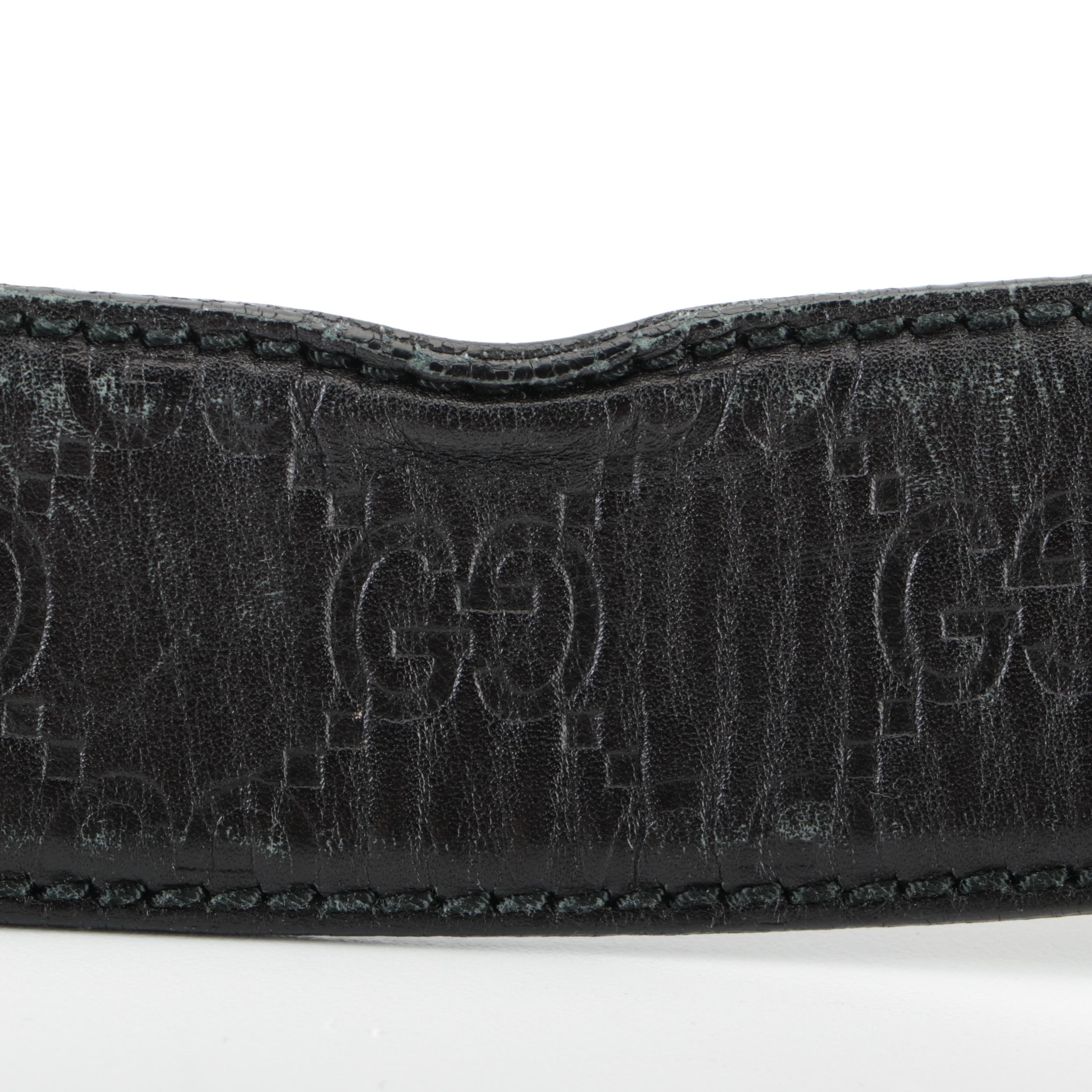 Gucci Signature Interlocking GG Belt in Black Guccissima Leather