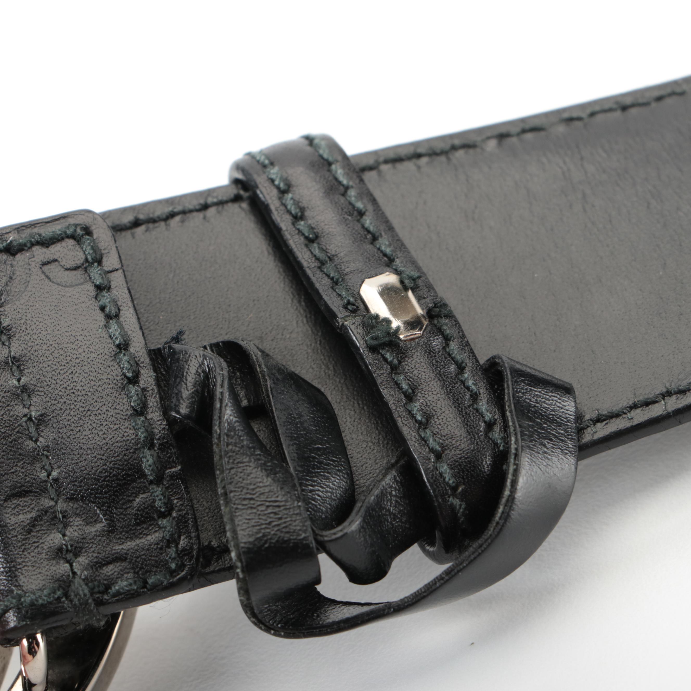 Gucci Signature Interlocking GG Belt in Black Guccissima Leather