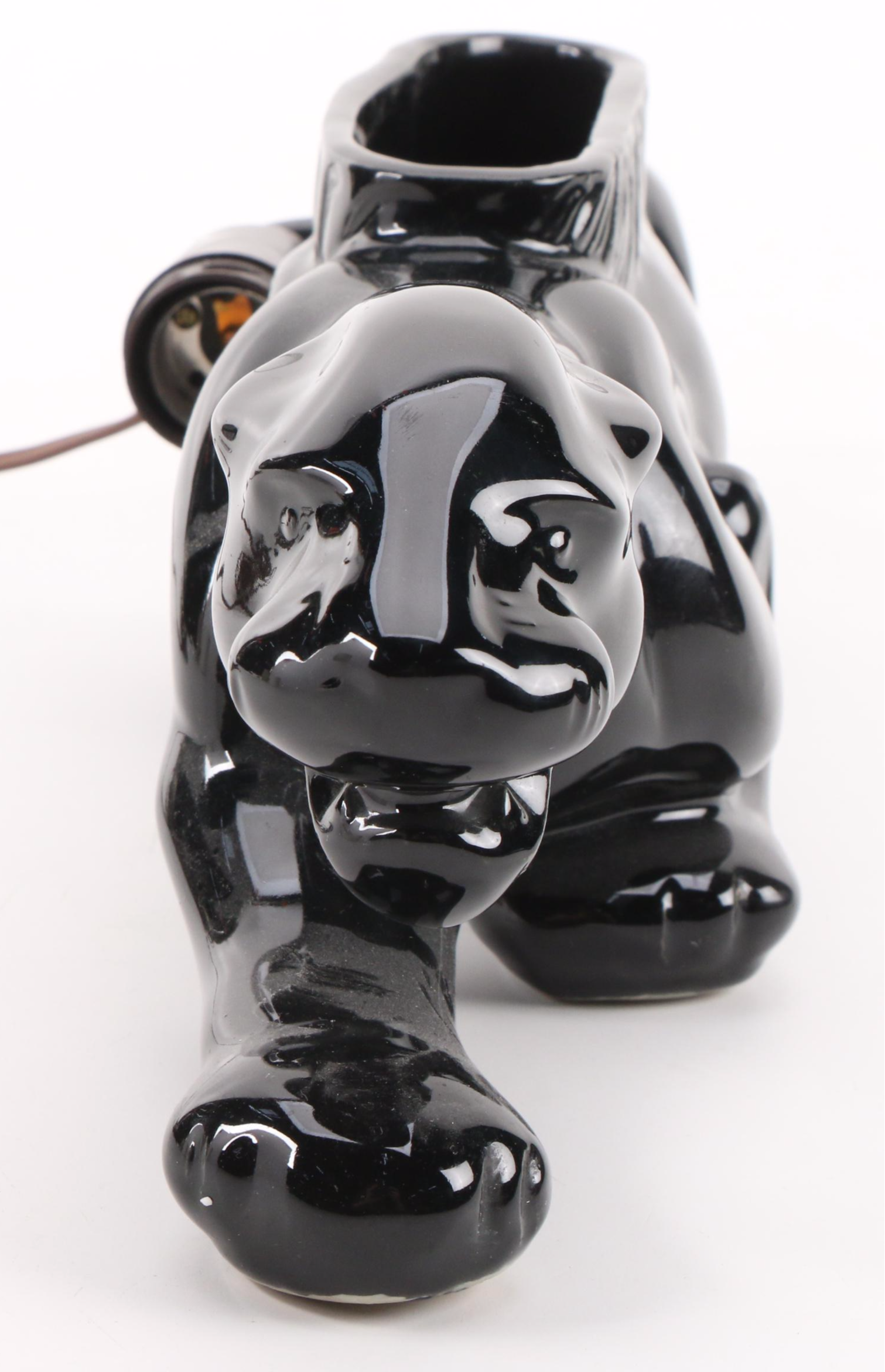 MCM Royal China Novelty Ceramic Black Panther Planter TV Lamp, 1950s